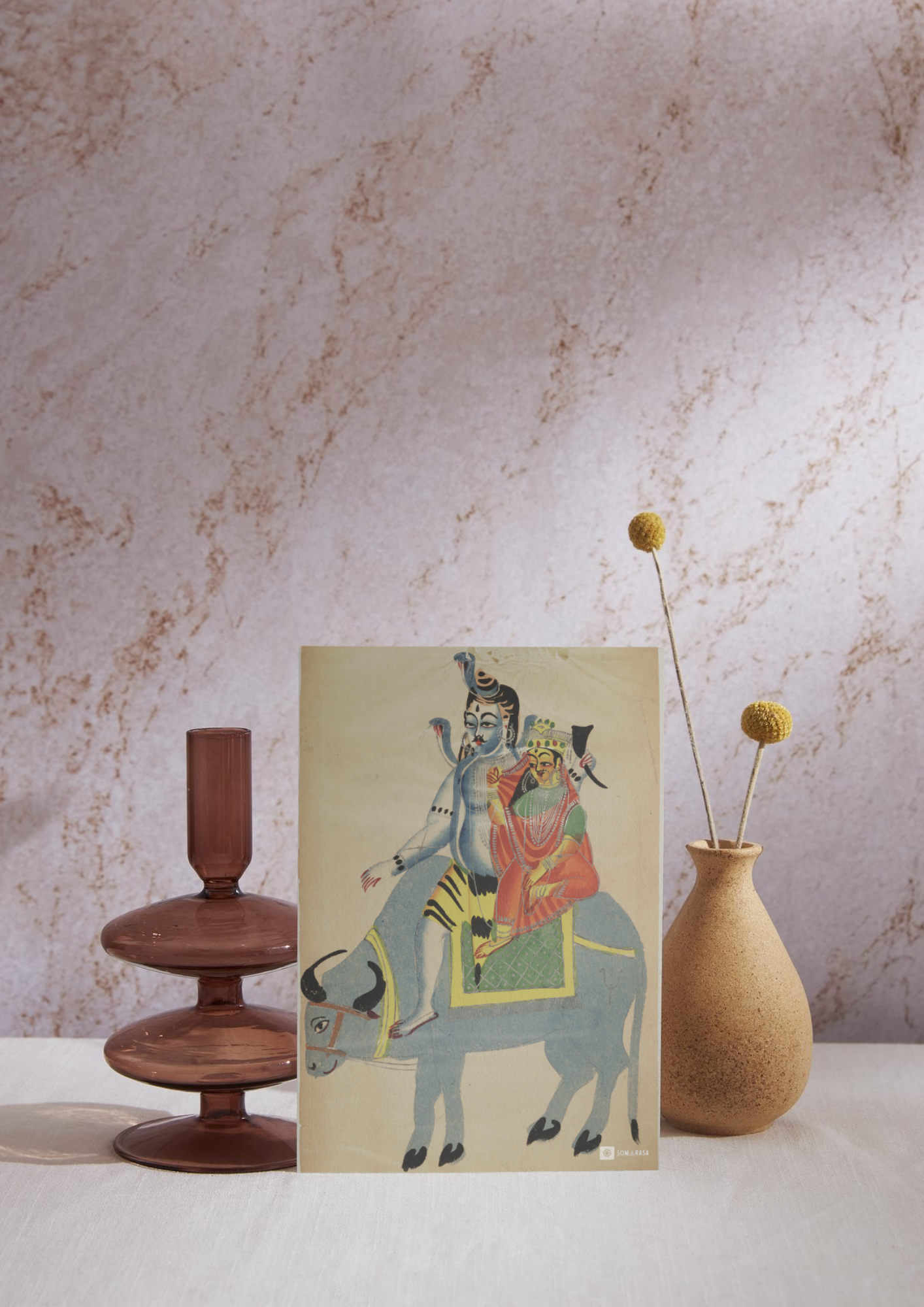 Shankar & Parvati on Nandi – Kalighat Painting Reprint (A3 Poster)