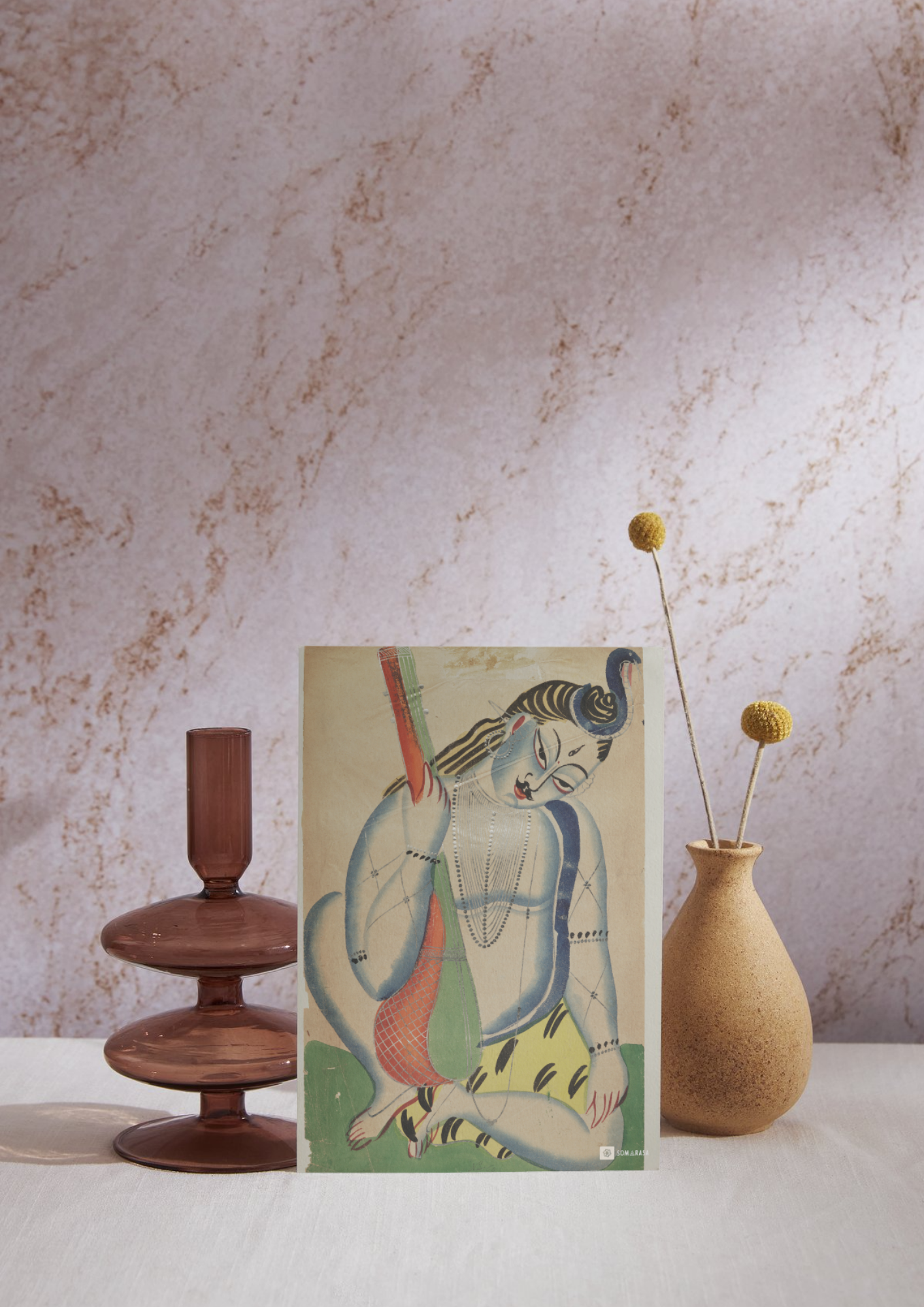 Shiva with Veena – Kalighat Painting Reprint (A3 Poster)