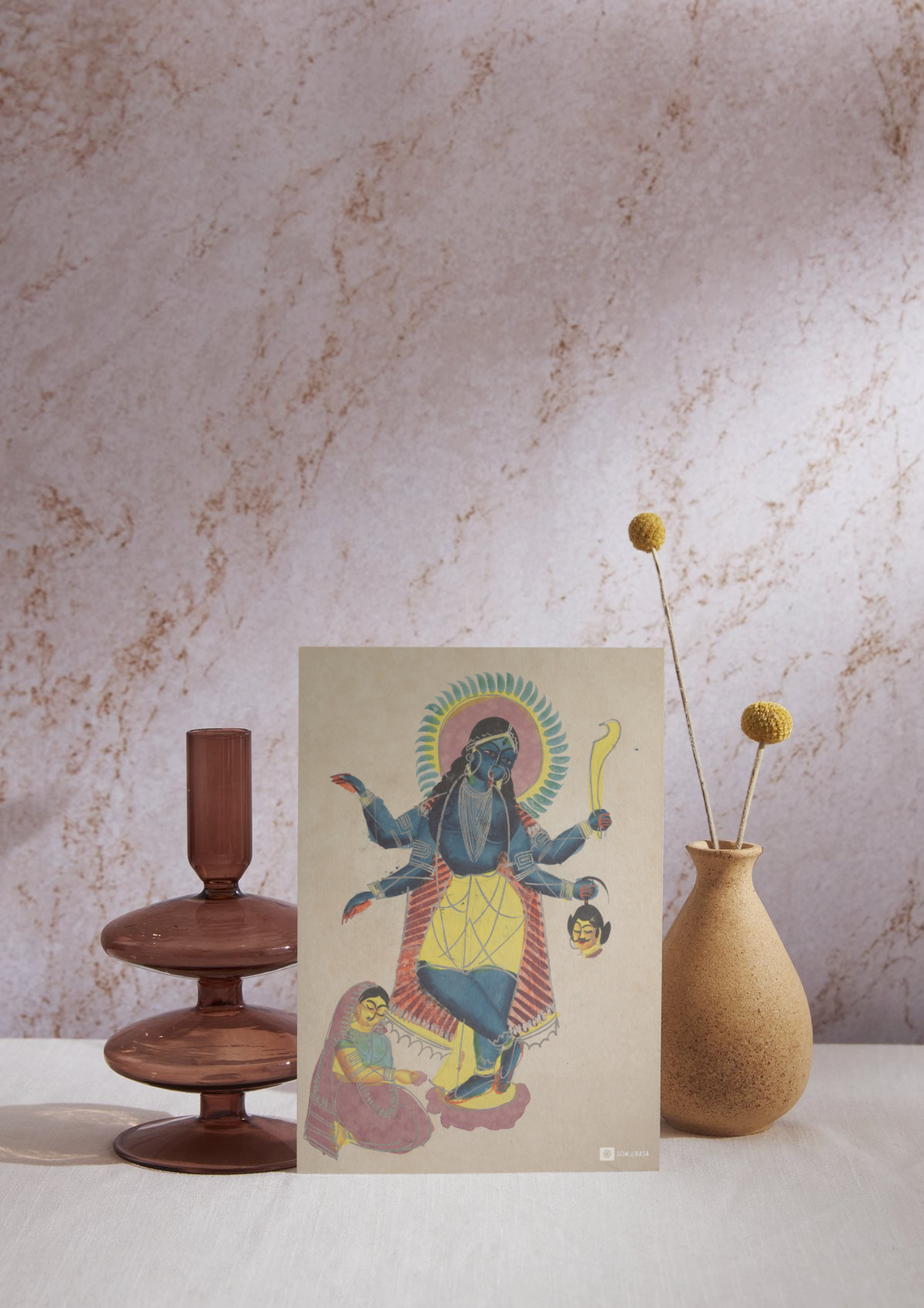 Krishna as Kali Worshipped by Radha – Kalighat Painting Reprint (A3 Poster)