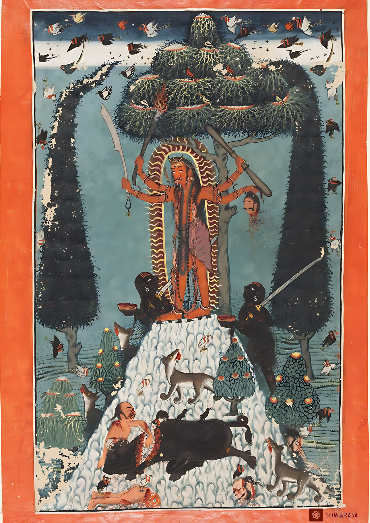 The Goddess Kali Standing on a Mountaintop (A3 Poster)