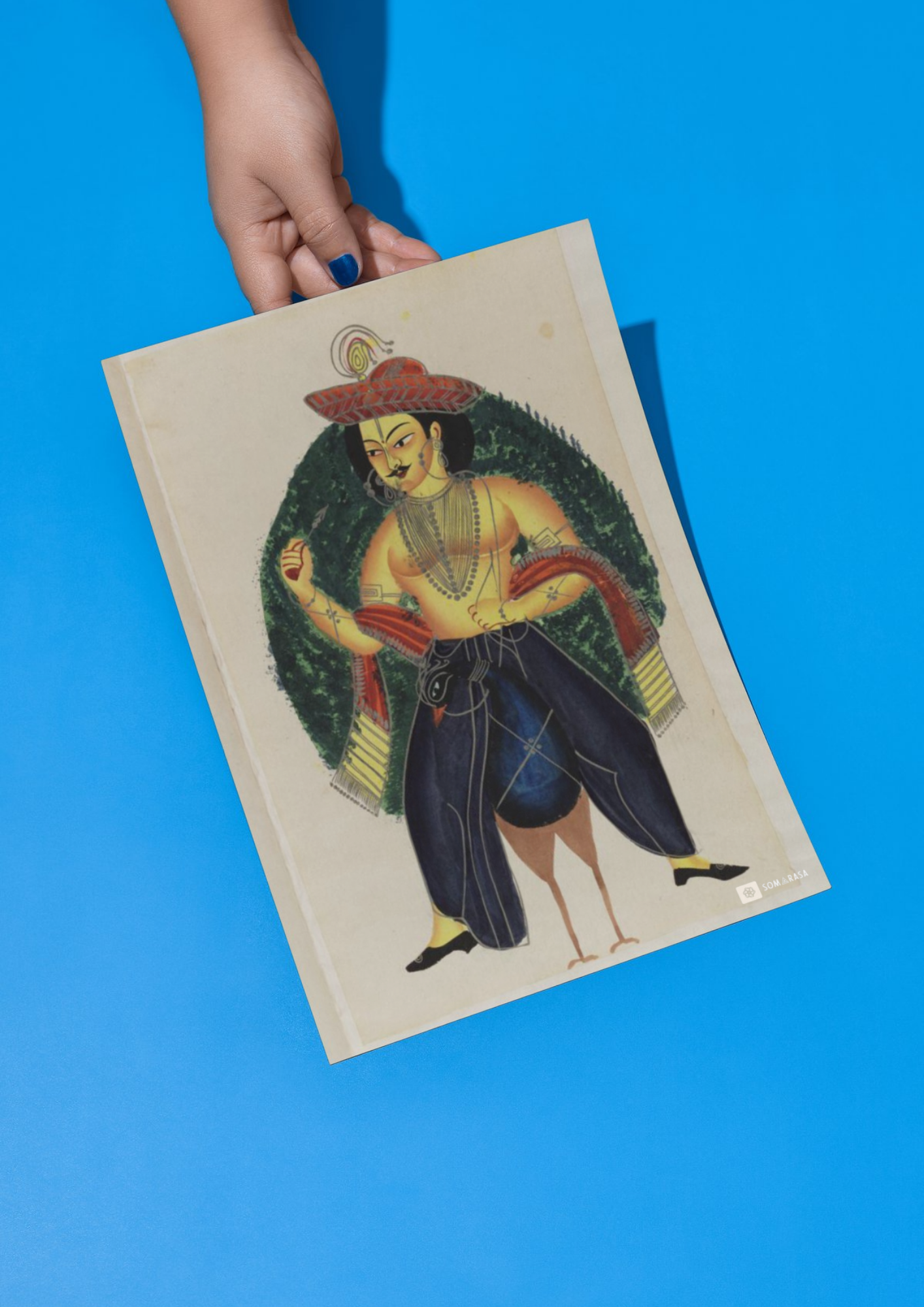 Kartikeya on Peacock – Kalighat Painting Reprint (A3 Poster)