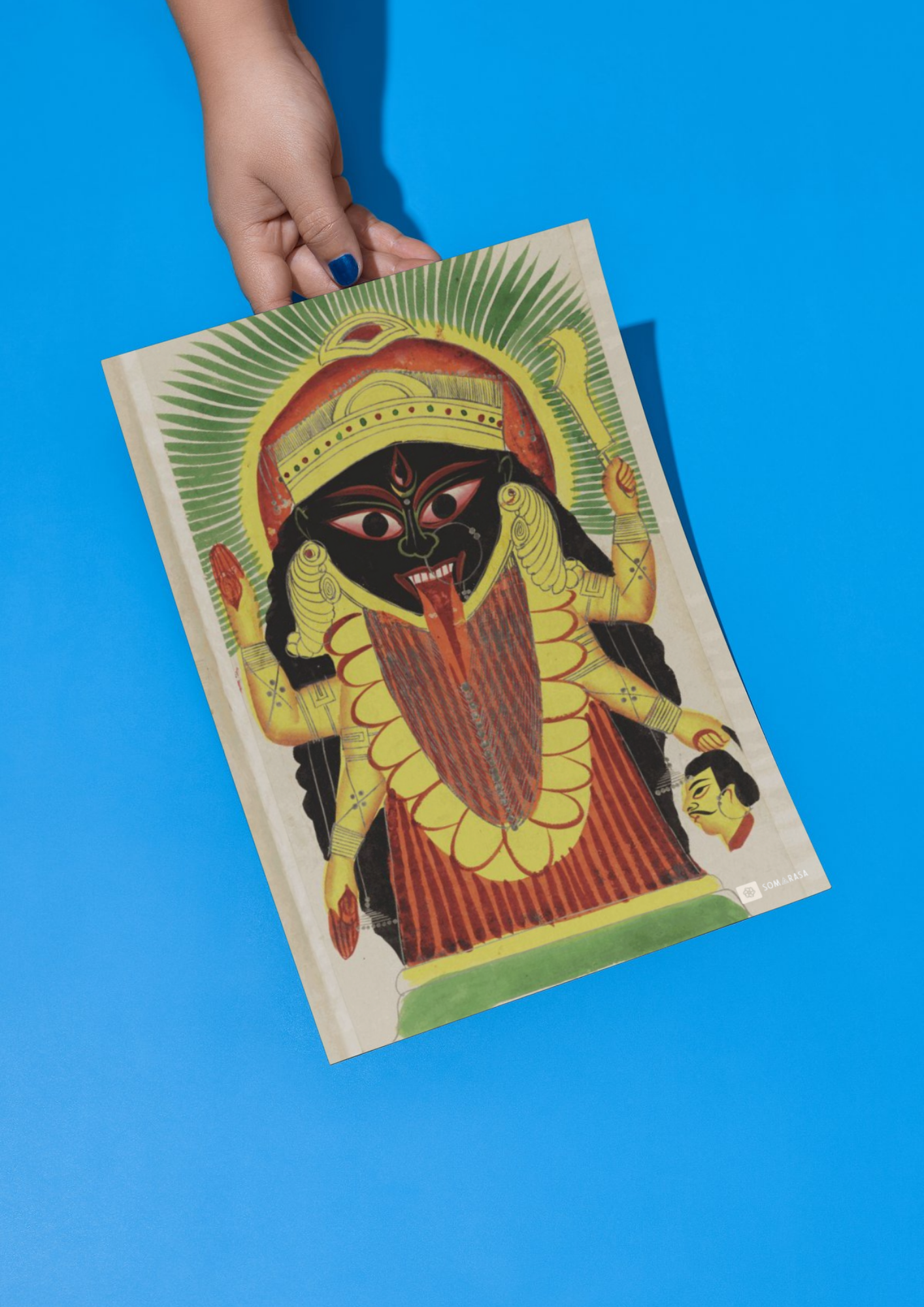 Kali Fierce and Divine – Kalighat Painting Reprint (A3 Poster)