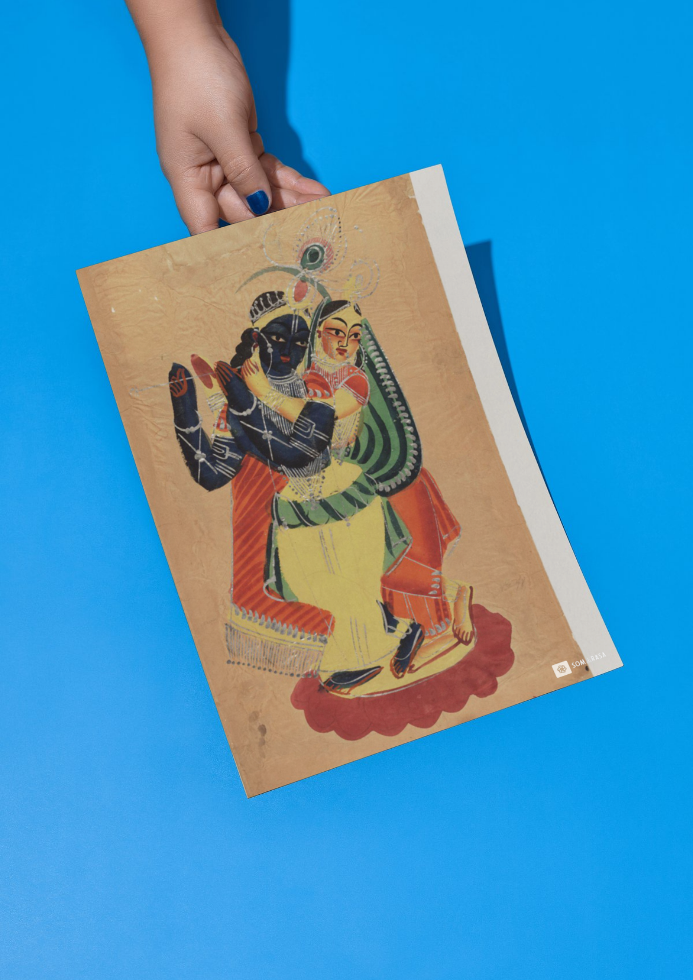 Radha Krishna – Kalighat Painting Reprint (A3 Poster)