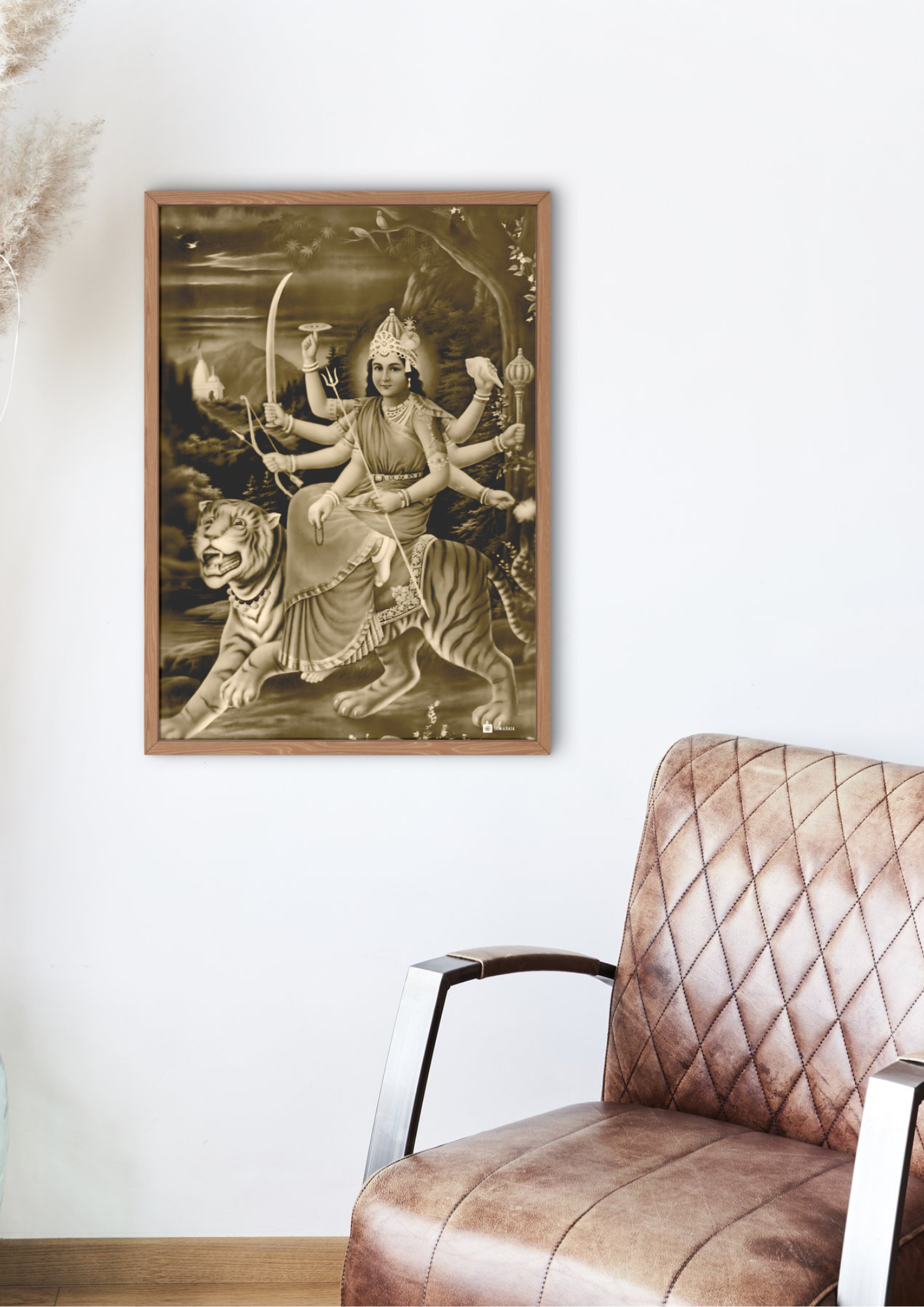 Durga Simhavahini – The Divine Warrior Goddess (A3 Vintage Poster)