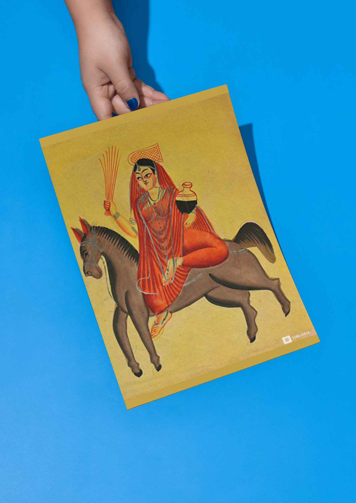 Shitala Mata – Kalighat Painting Reprint (A3 Poster)