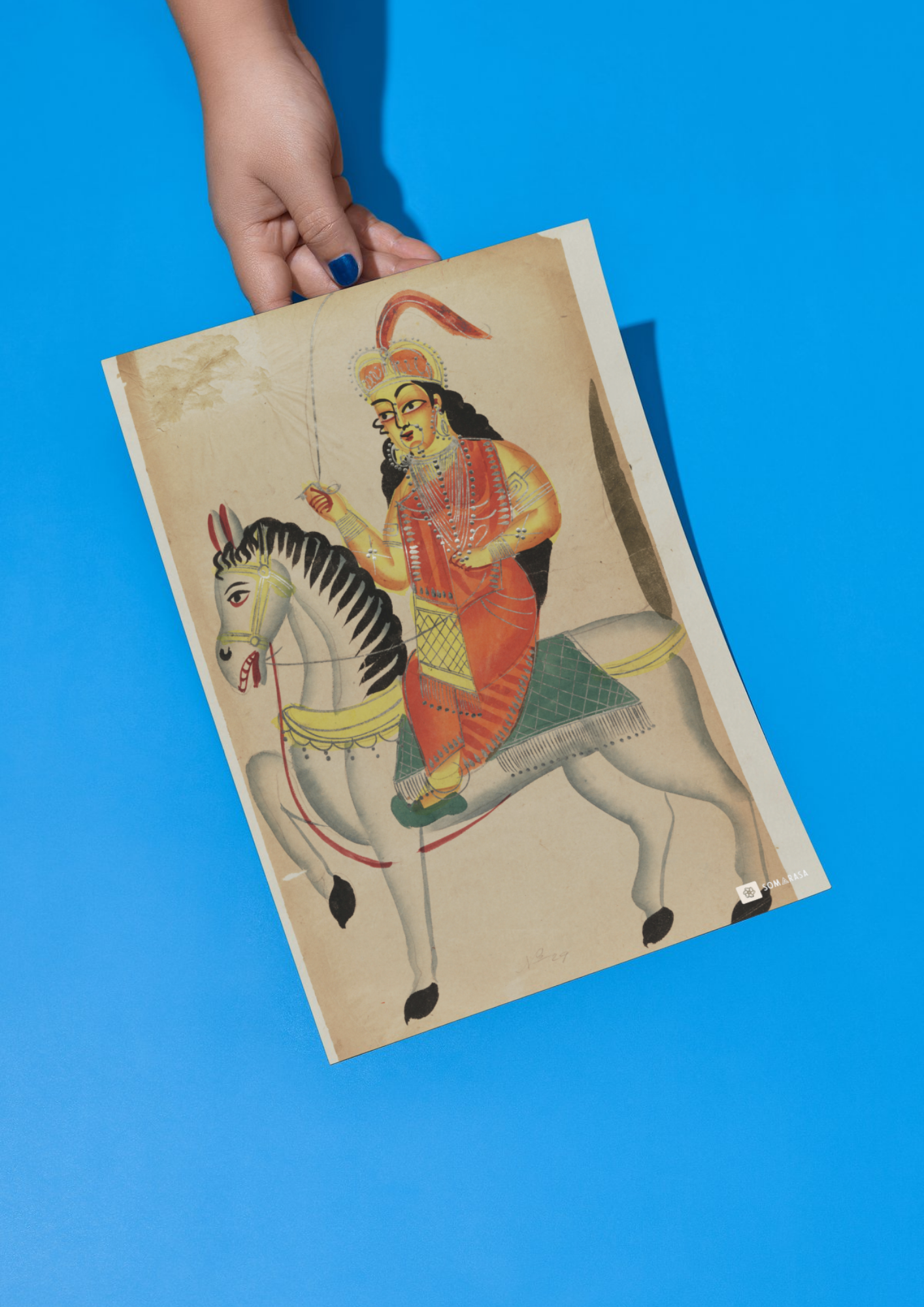 Rani of Jhansi on Horseback – Kalighat Painting Reprint (A3 Poster)