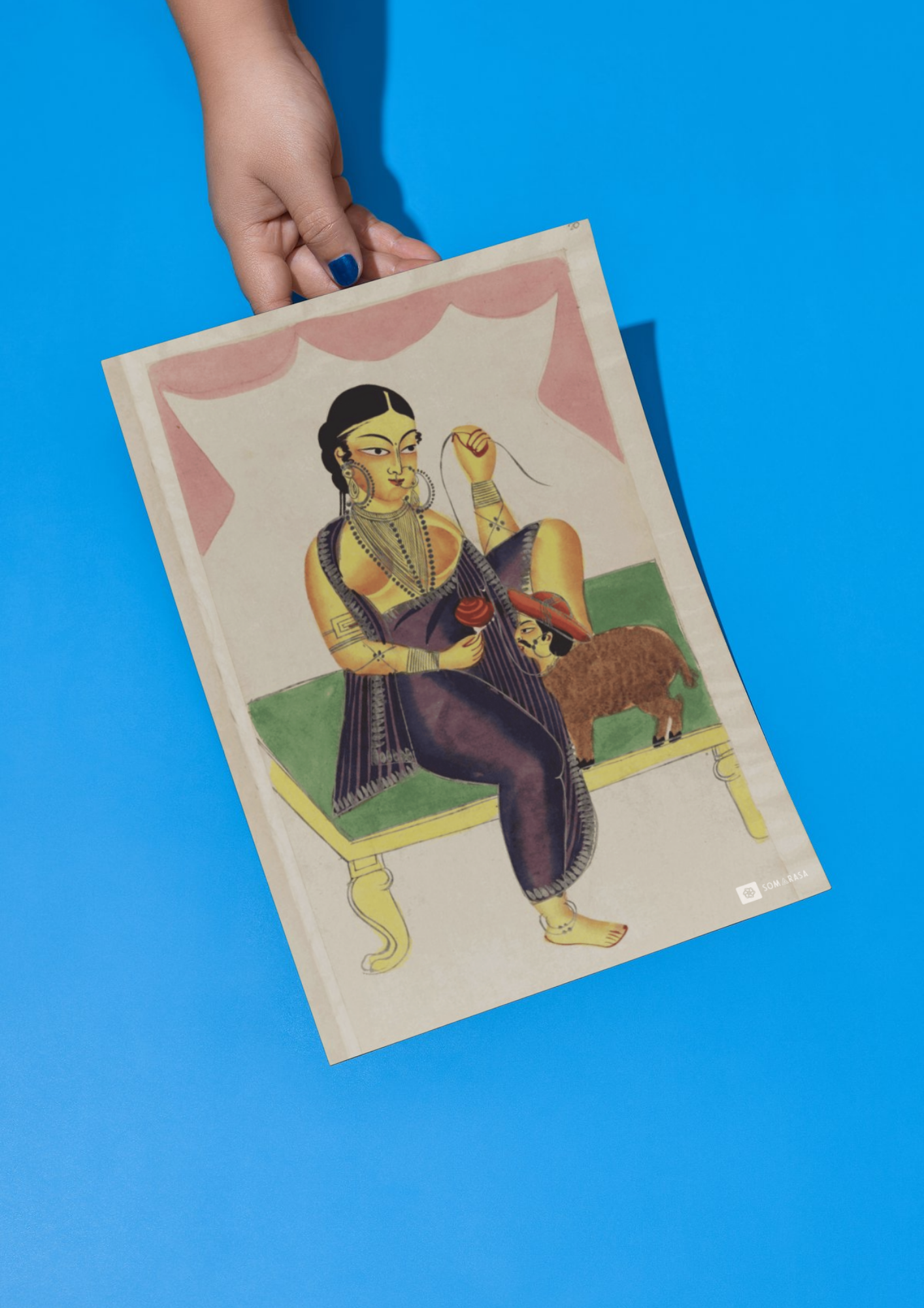 The Courtesan and the Sheep-Man – Kalighat Painting Reprint (A3 Poster)