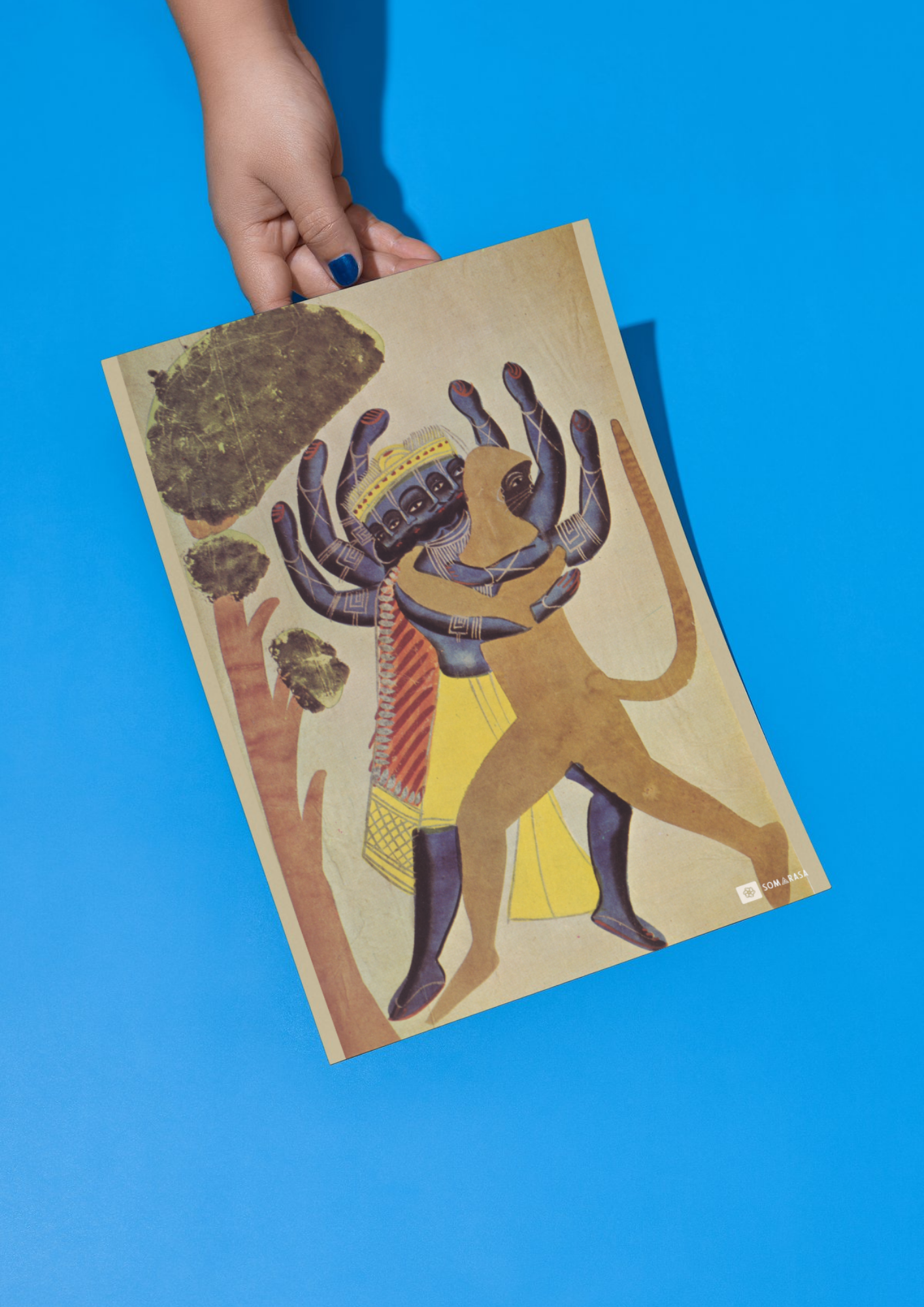 Ravan & Hanuman – Kalighat Painting Reprint (A3 Poster)