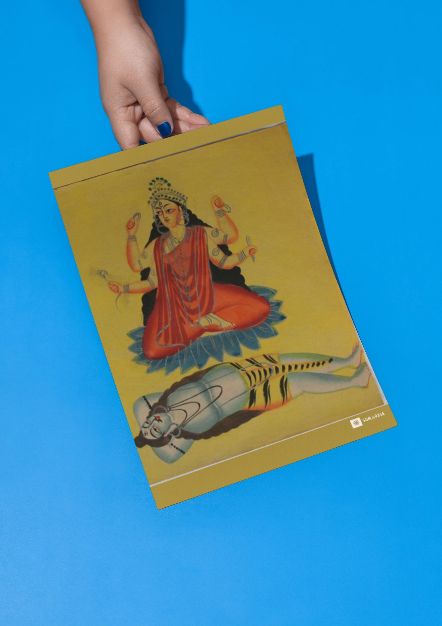 Rajrajeshwari – Kalighat Painting Reprint (A3 Poster)