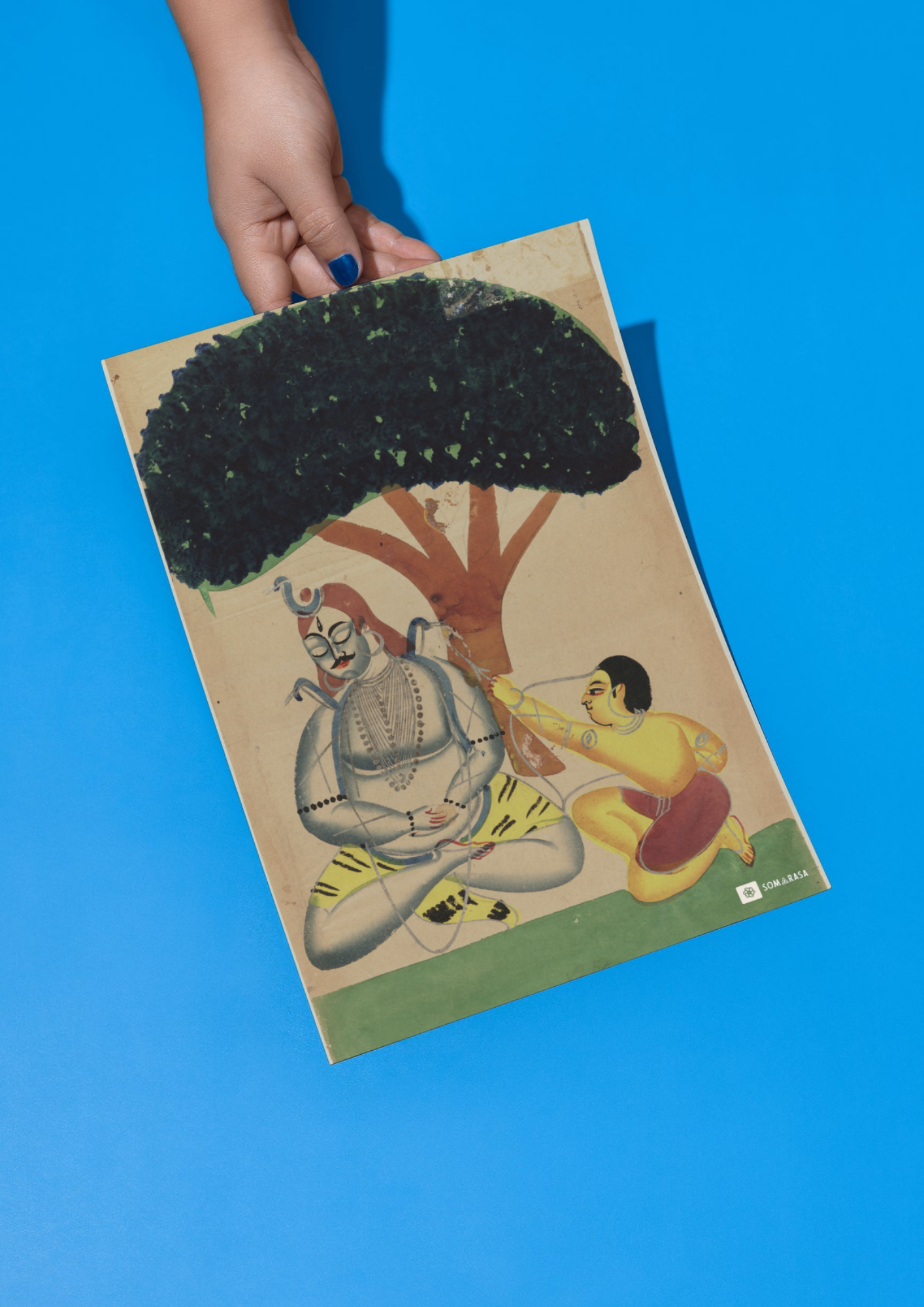 Kamdev Awakens Shiva – Kalighat Painting Reprint (A3 Poster)