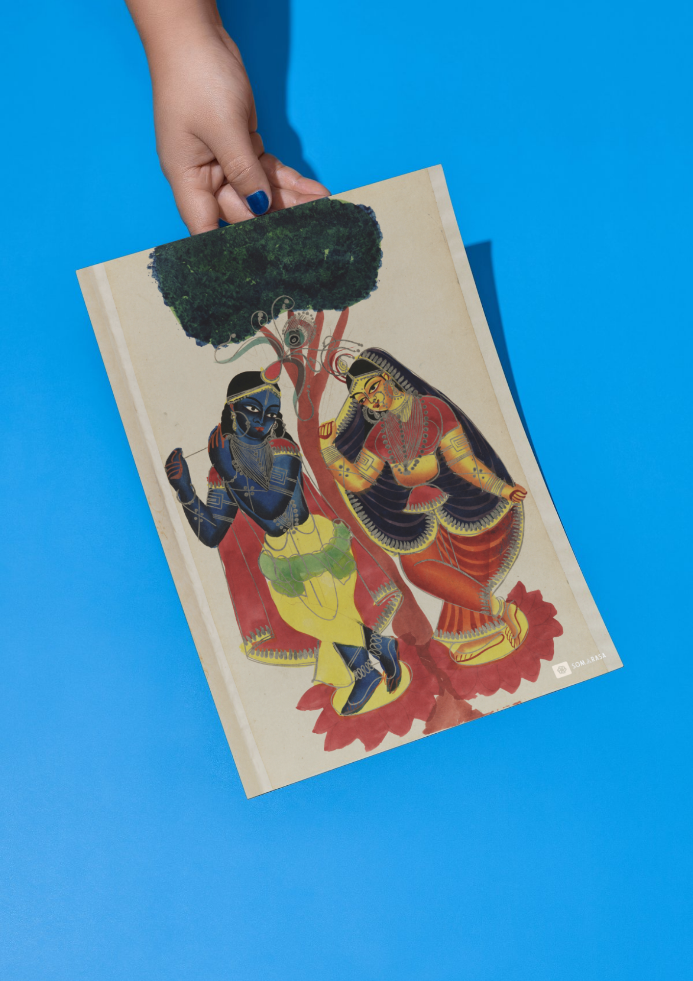 Radha-Krishna Dancing – Kalighat Painting Reprint (A3 Poster)