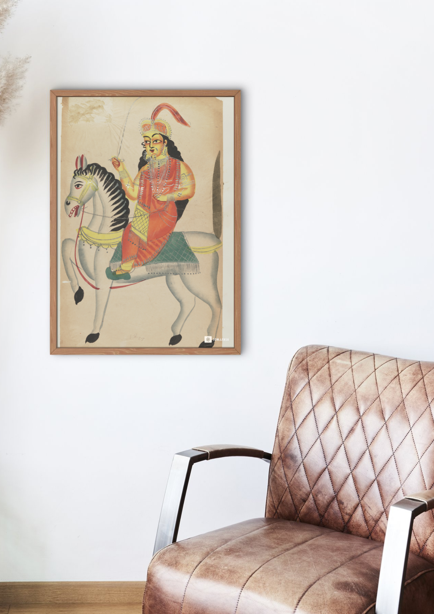 Rani of Jhansi on Horseback – Kalighat Painting Reprint (A3 Poster)