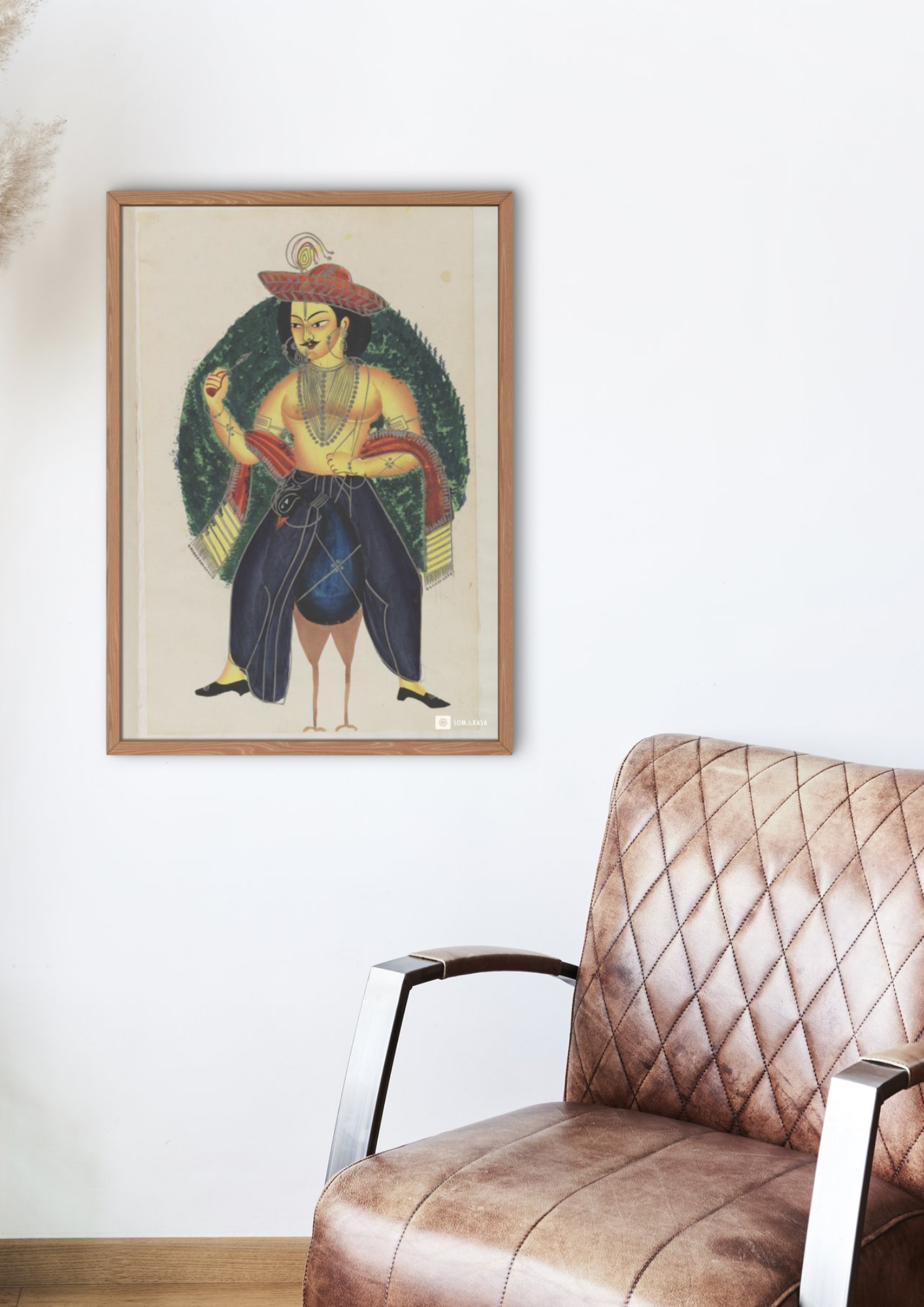 Kartikeya on Peacock – Kalighat Painting Reprint (A3 Poster)