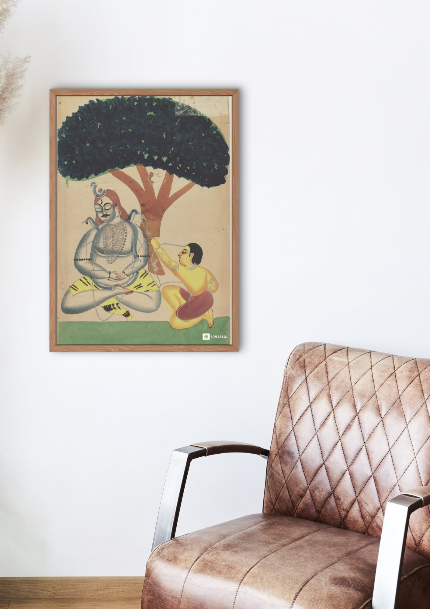 Kamdev Awakens Shiva – Kalighat Painting Reprint (A3 Poster)