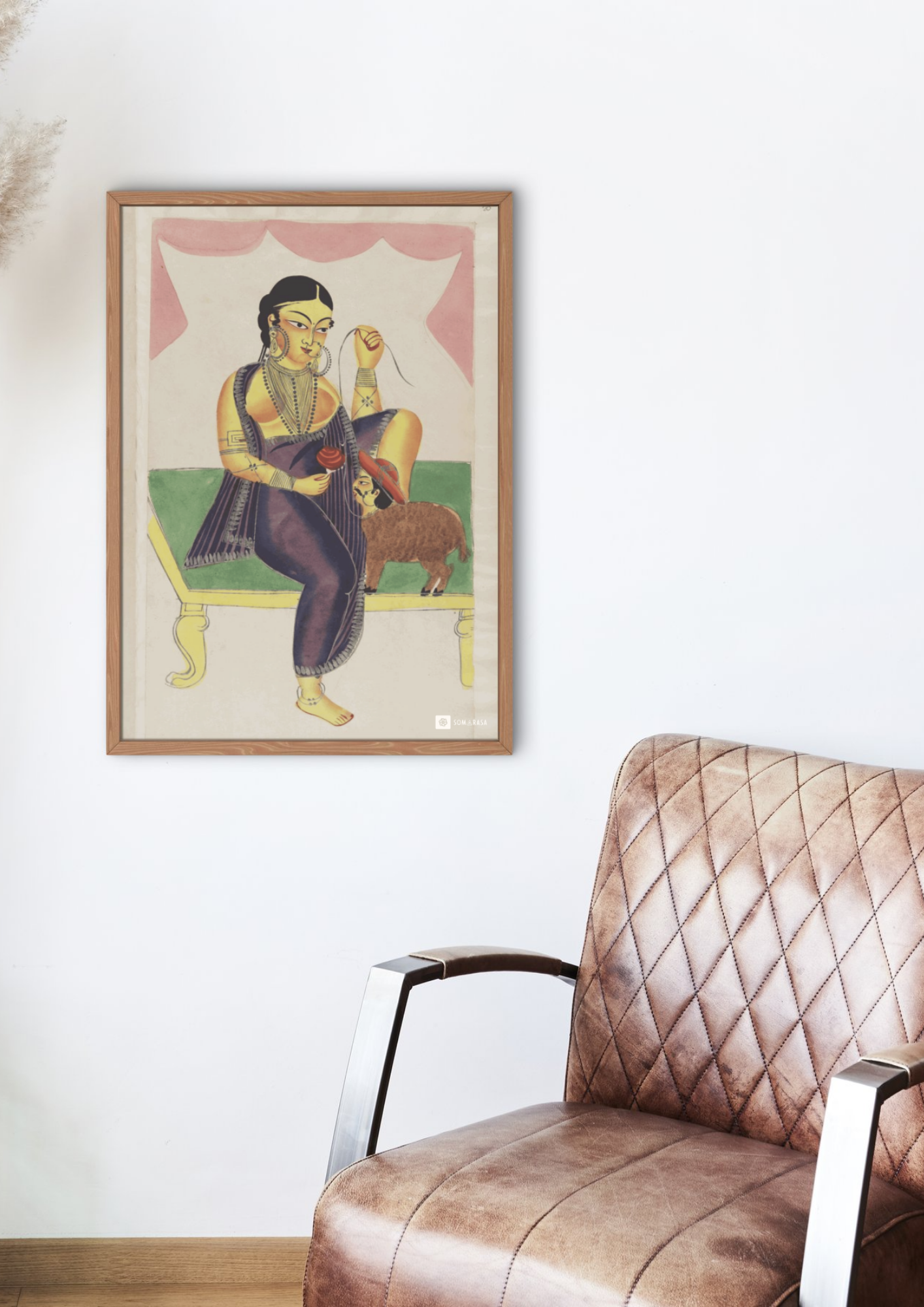 The Courtesan and the Sheep-Man – Kalighat Painting Reprint (A3 Poster)