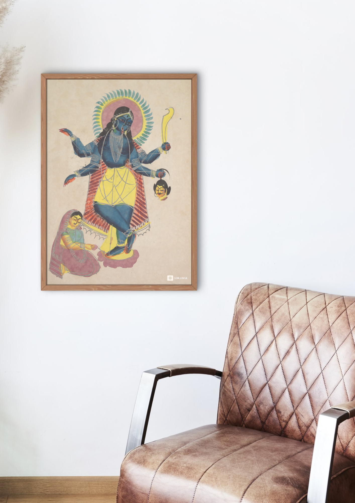 Krishna as Kali Worshipped by Radha – Kalighat Painting Reprint (A3 Poster)
