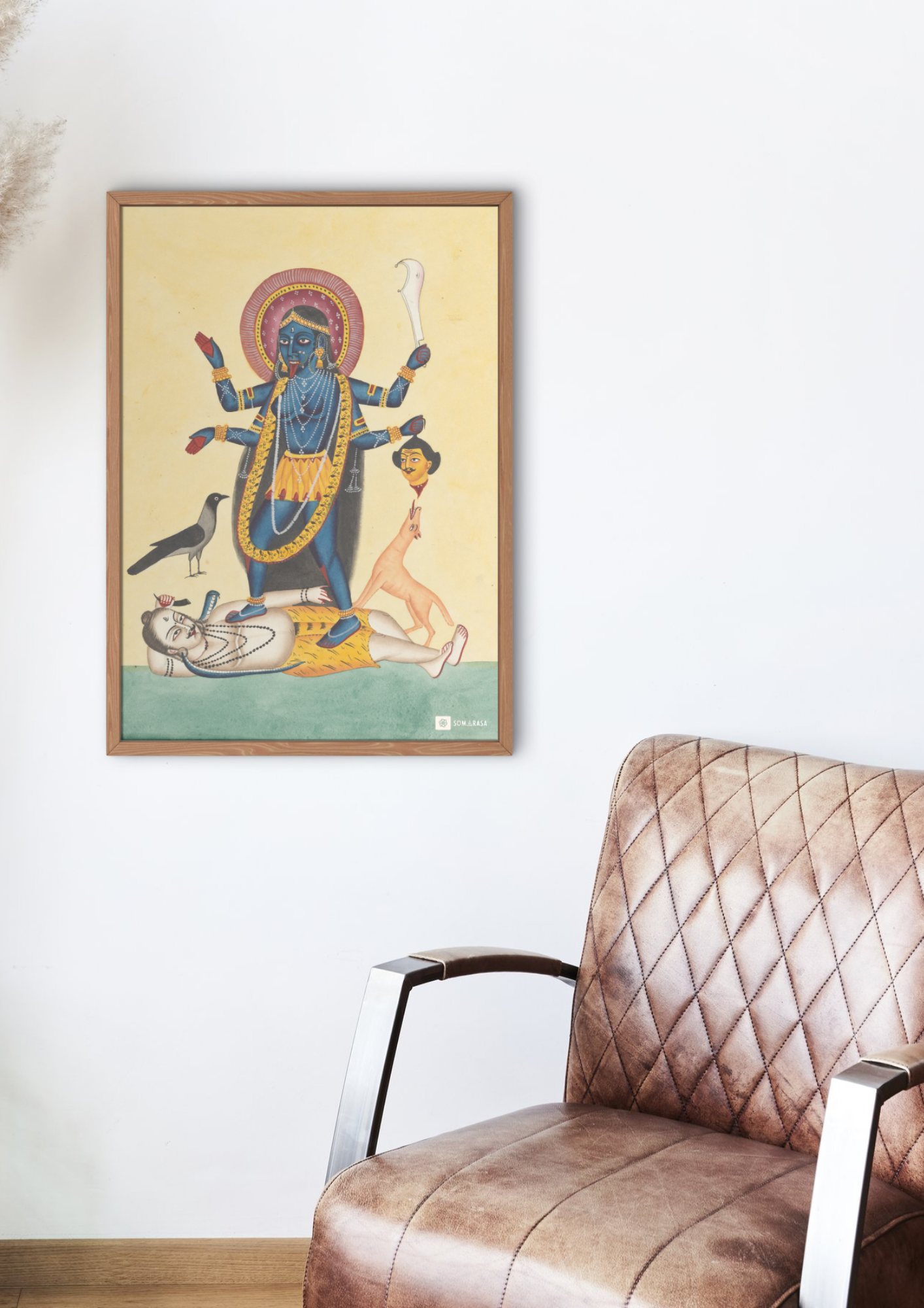 Kali Standing on Shiva – Kalighat Painting Reprint (A3 Poster)