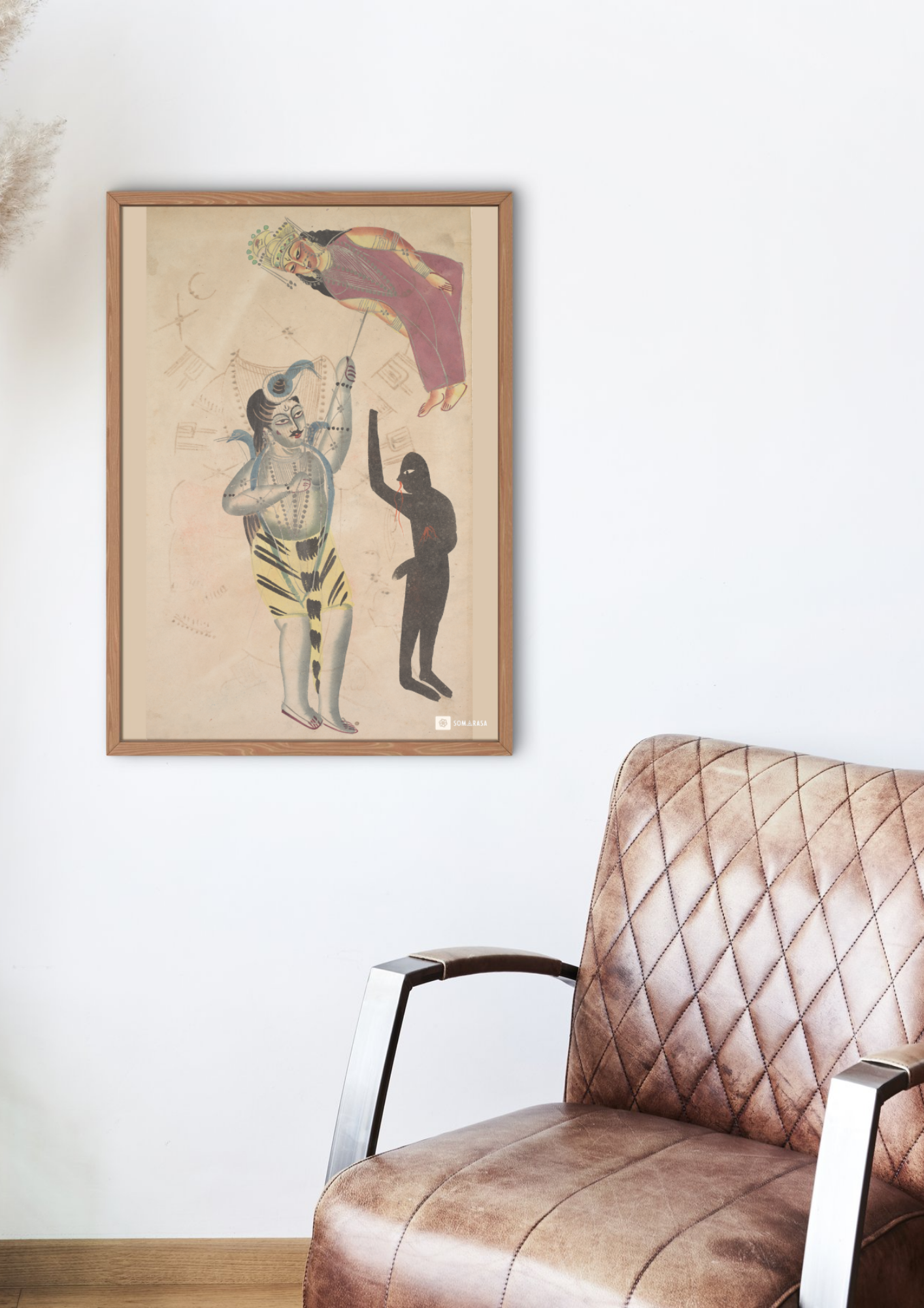 Shiva Holding the Burnt Body of Sati – Kalighat Painting Reprint (A3 Poster)