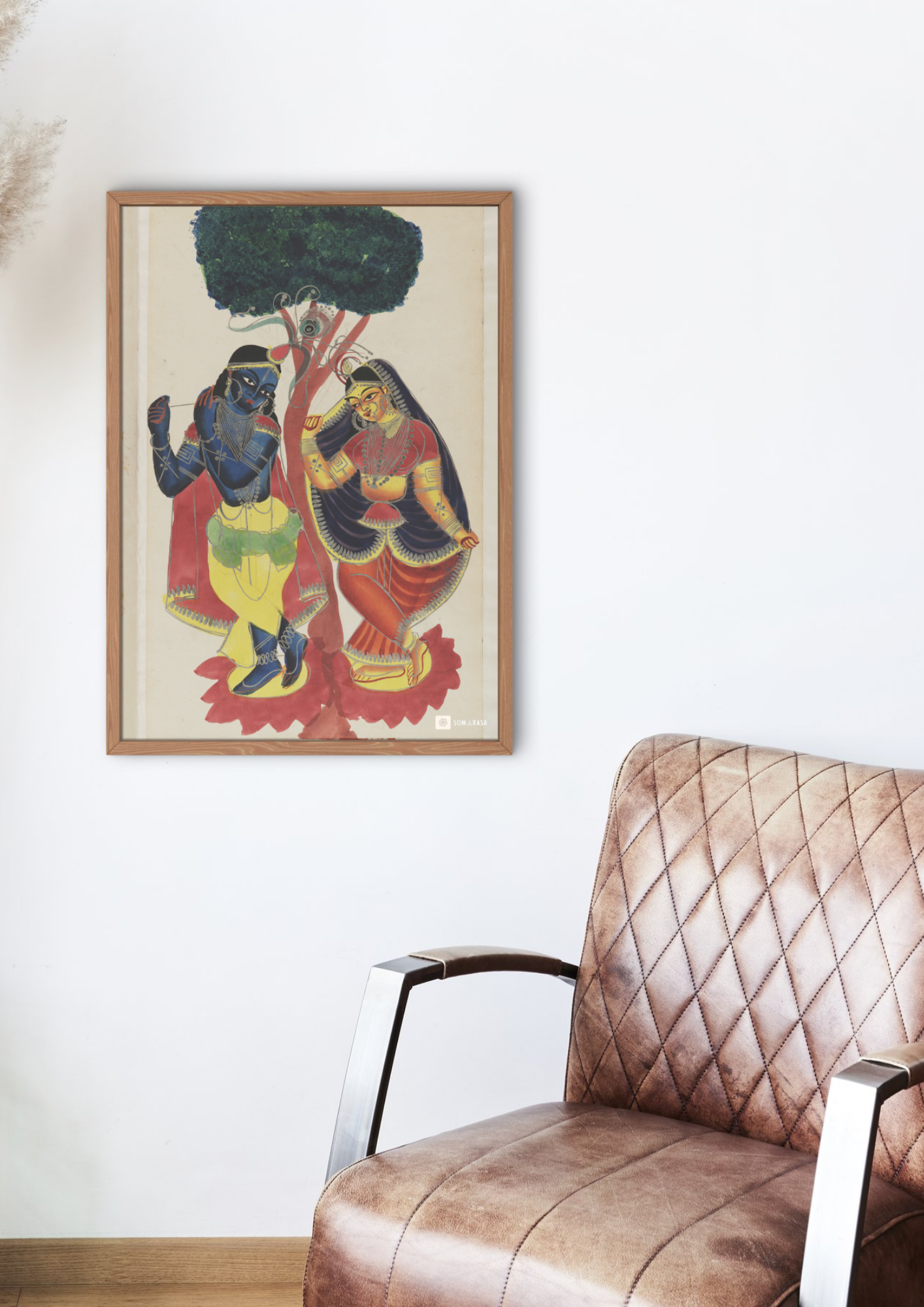 Radha-Krishna Dancing – Kalighat Painting Reprint (A3 Poster)