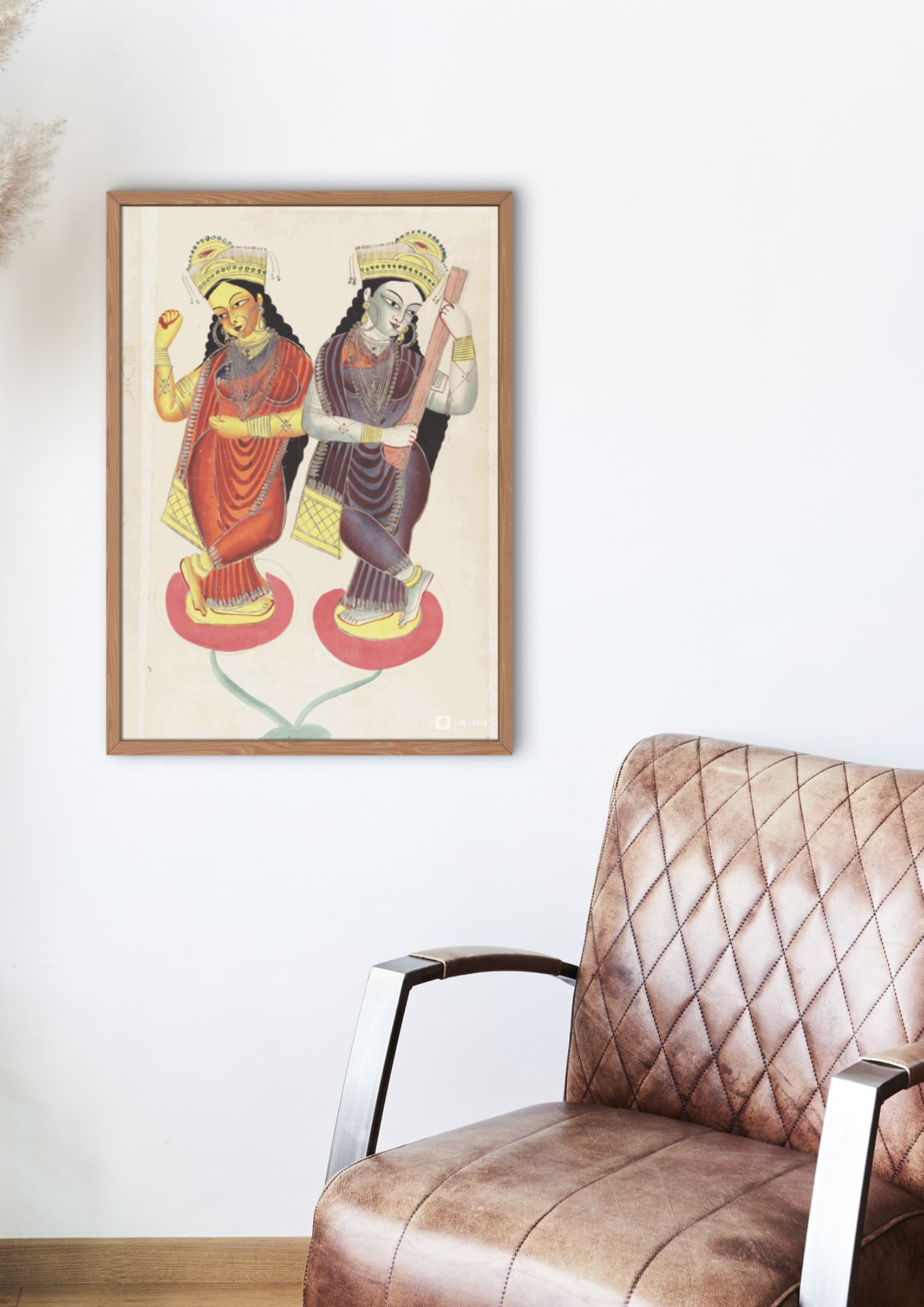 Lakshmi & Saraswati – Kalighat Painting Reprint (A3 Poster)