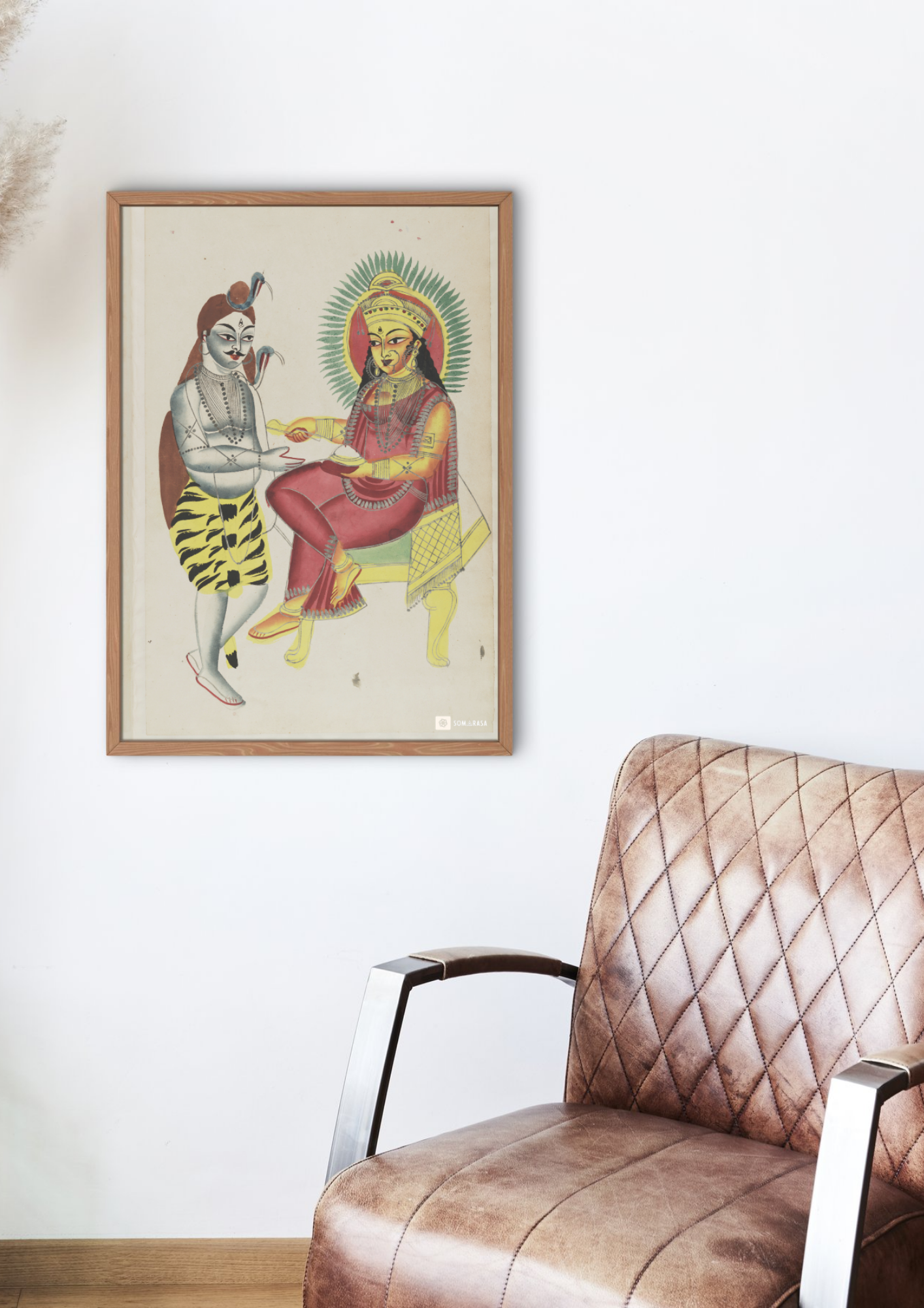 Shiva and Annapurna – Kalighat Painting Reprint (A3 Poster)