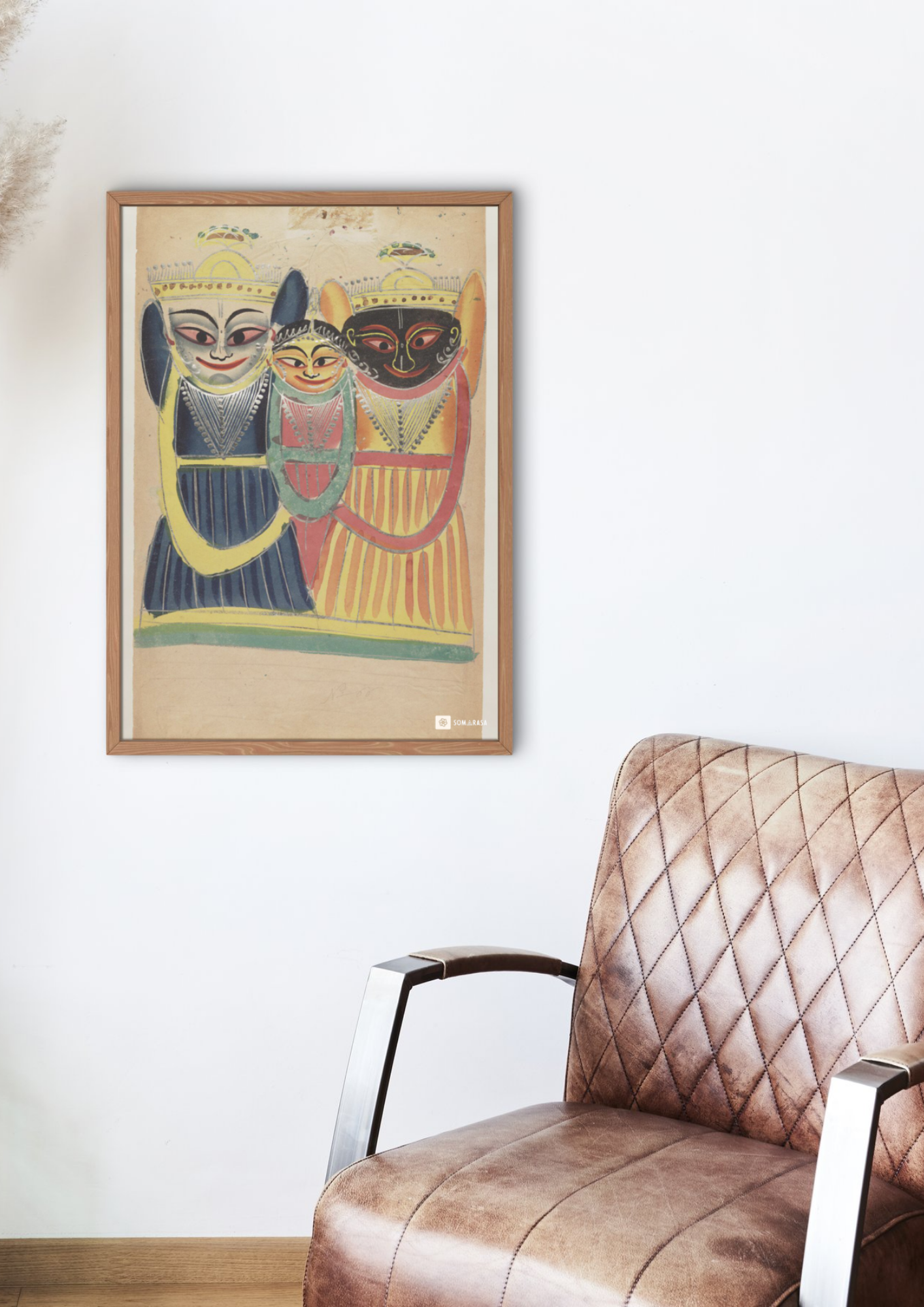 Jagannath, Balabhadra, and Subhadra – Kalighat Painting Reprint (A3 Poster)