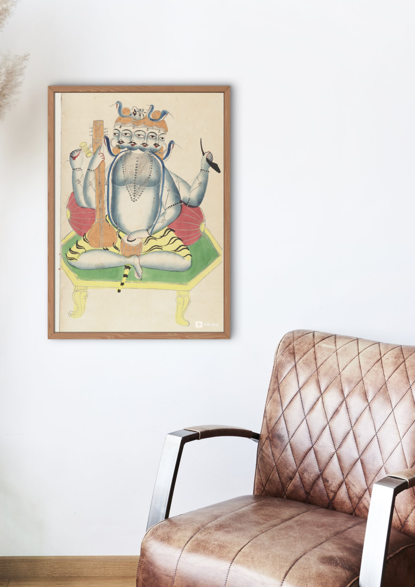 Panchanan Shiva Enthroned – Kalighat Painting Reprint (A3 Poster)