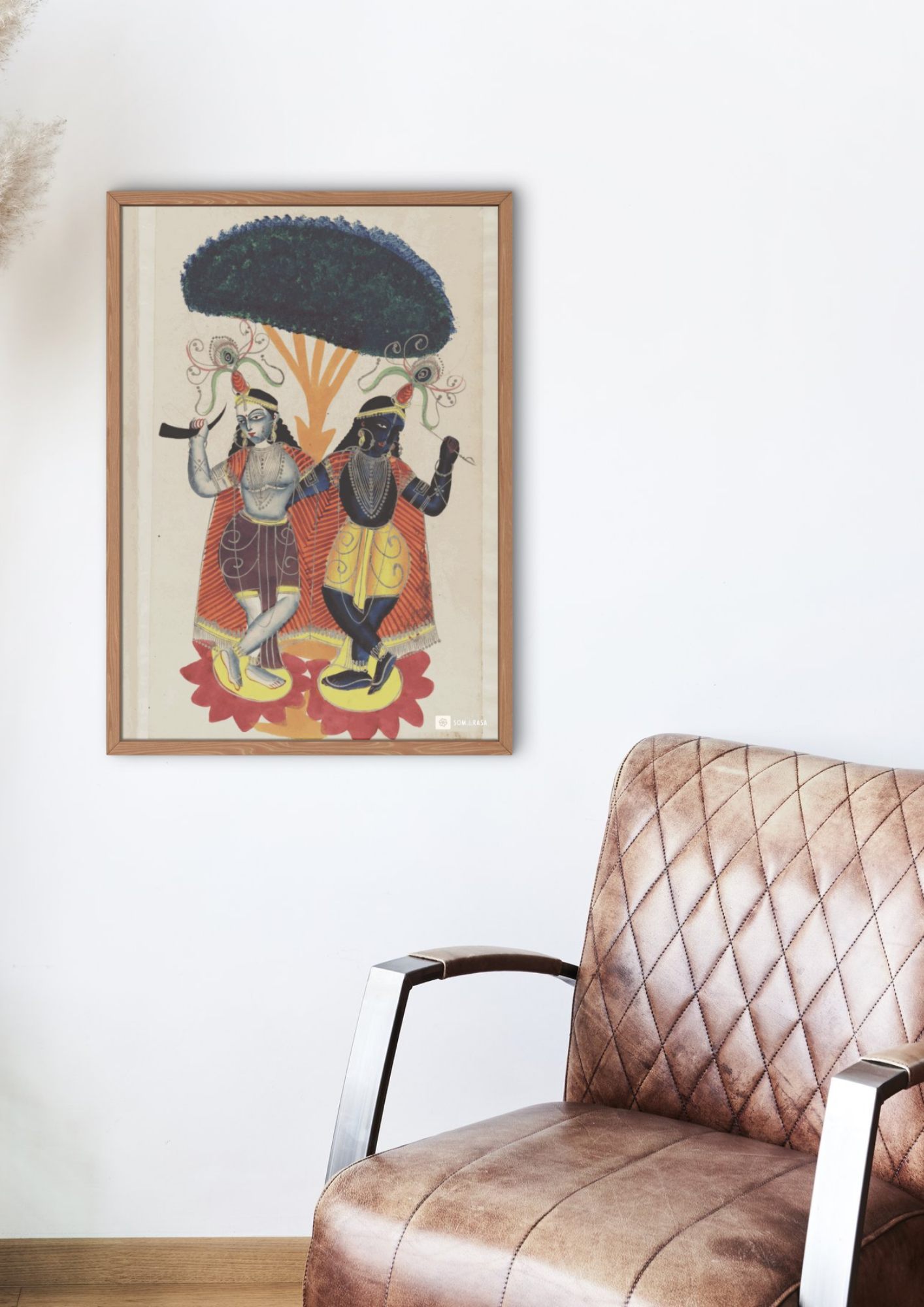 Krishna & Balarama Dancing – Kalighat Painting Reprint (A3 Poster)