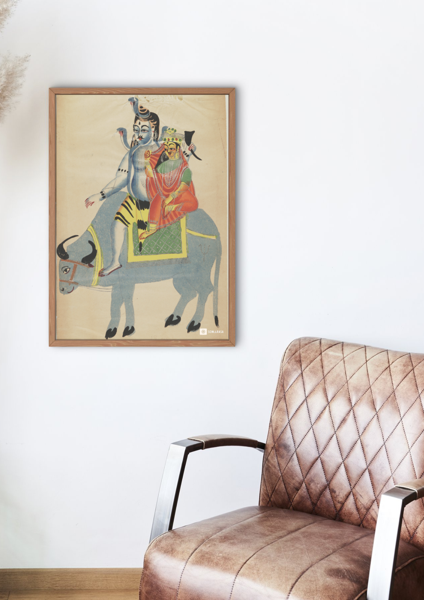 Shankar & Parvati on Nandi – Kalighat Painting Reprint (A3 Poster)