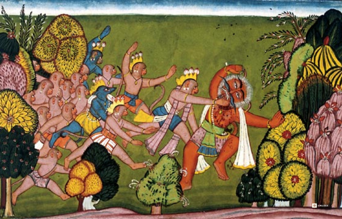 Angada Images Angada Slays the Demon – Shangri Ramayana Poster (16×24) | Pahari Epic ...