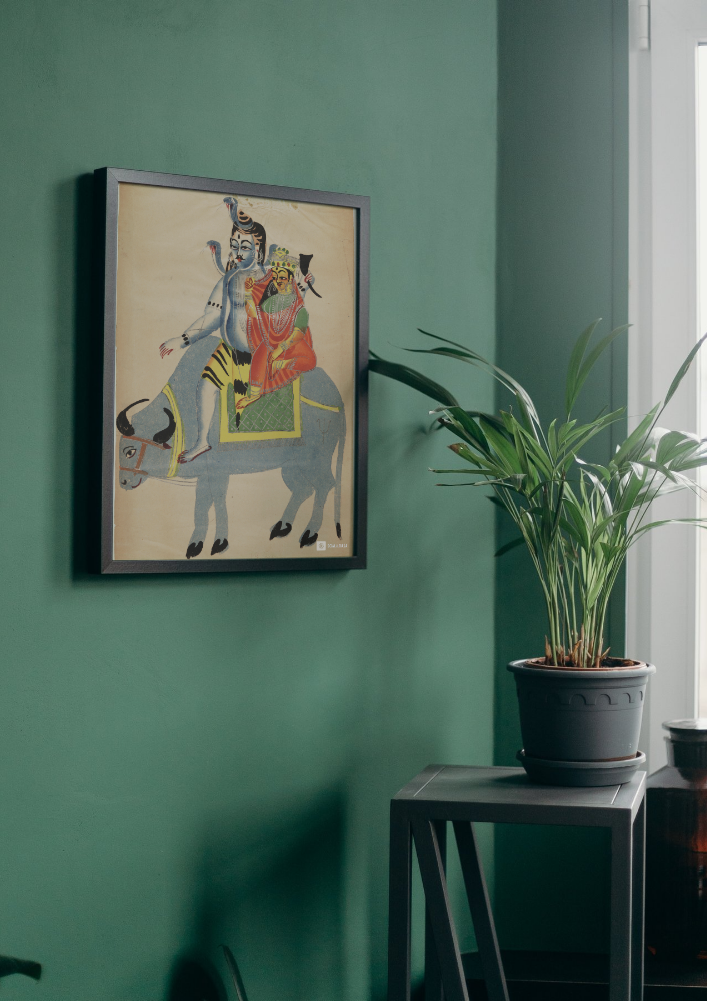 Shankar & Parvati on Nandi – Kalighat Painting Reprint (A3 Poster)