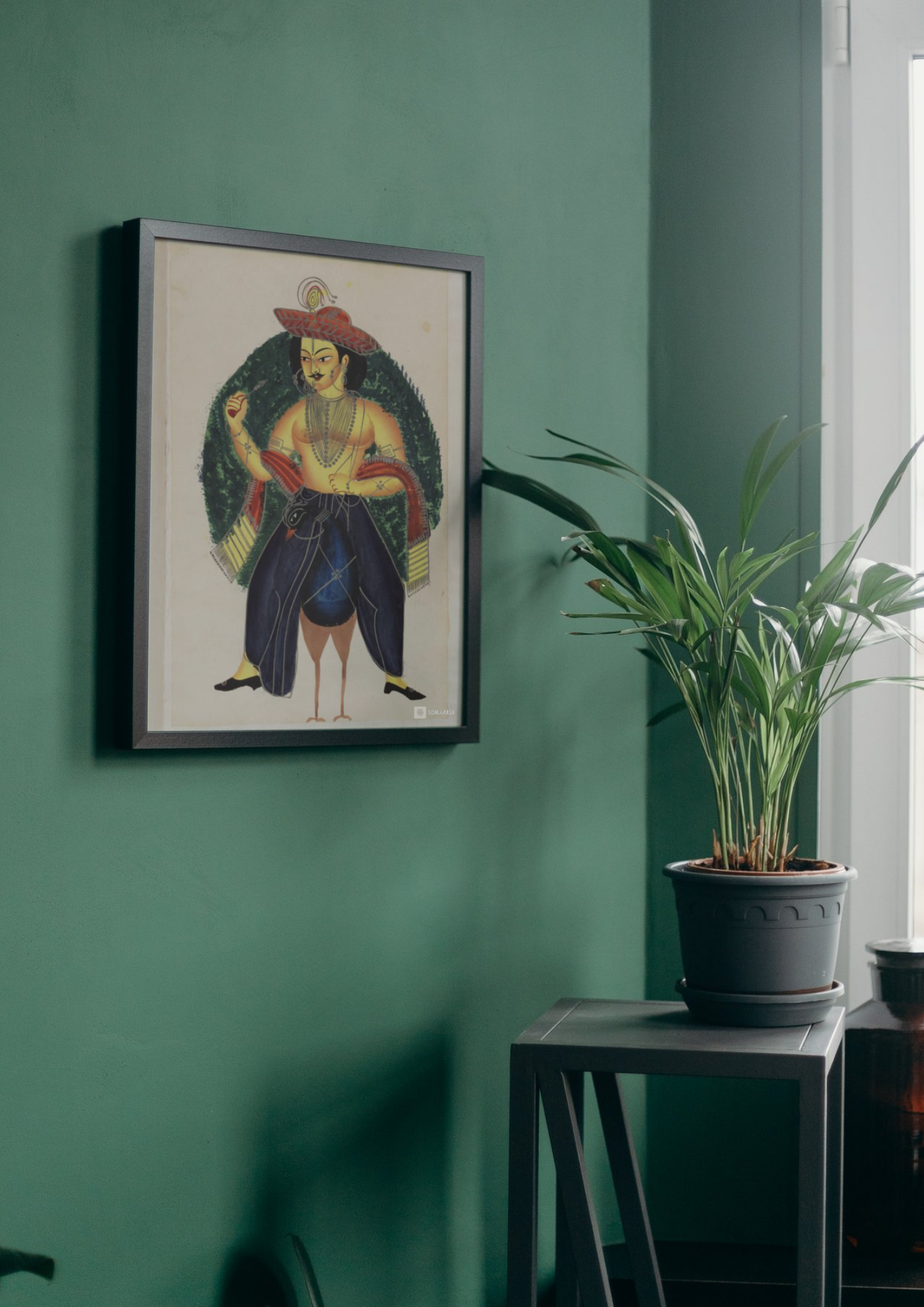 Kartikeya on Peacock – Kalighat Painting Reprint (A3 Poster)