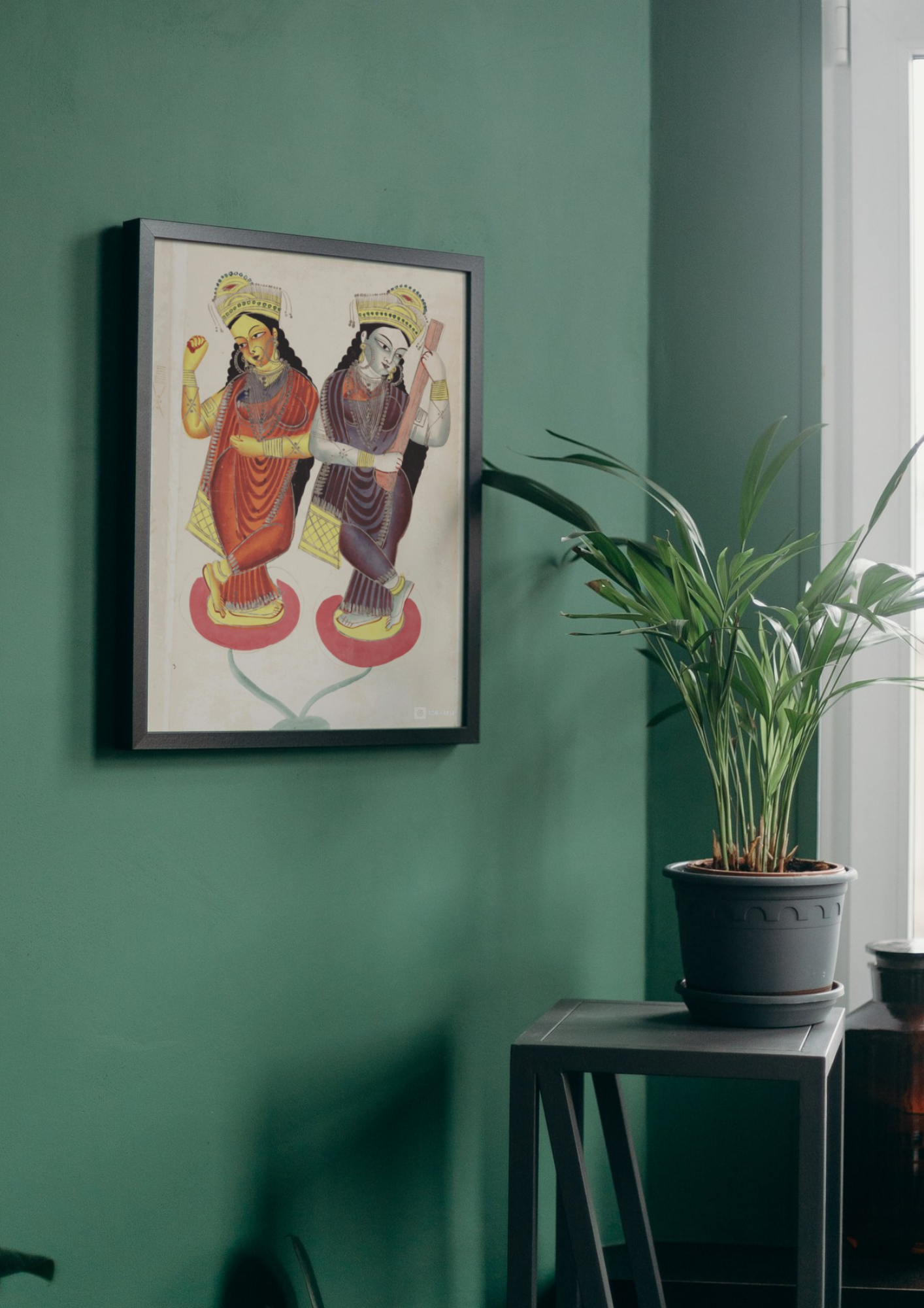 Lakshmi & Saraswati – Kalighat Painting Reprint (A3 Poster)