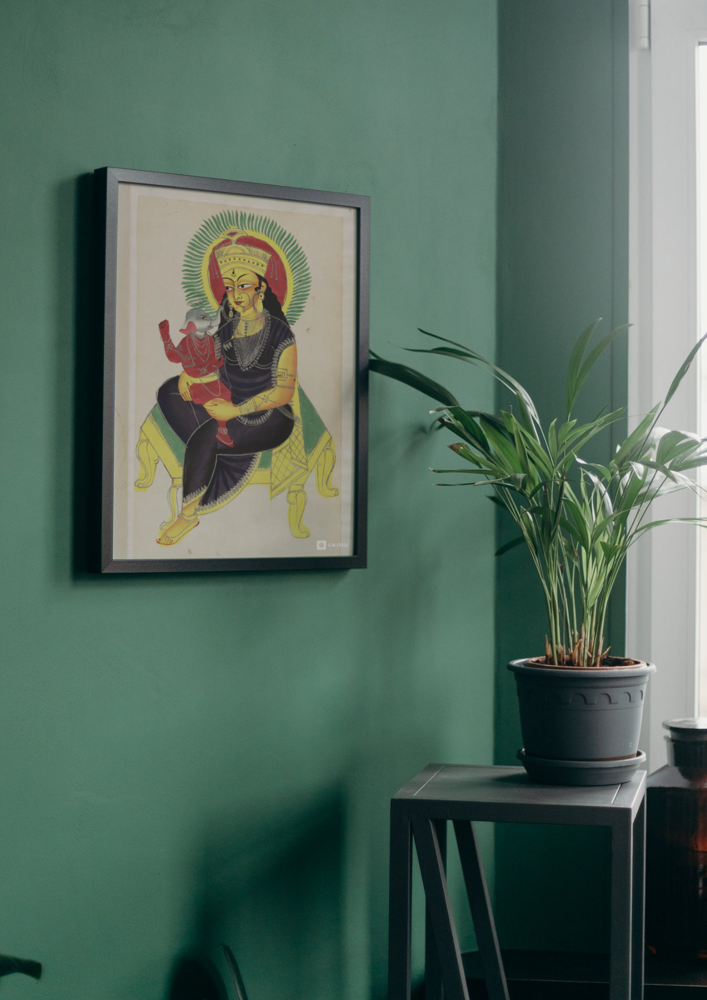 Parvati and Ganesha – Kalighat Painting Reprint (A3 Poster)