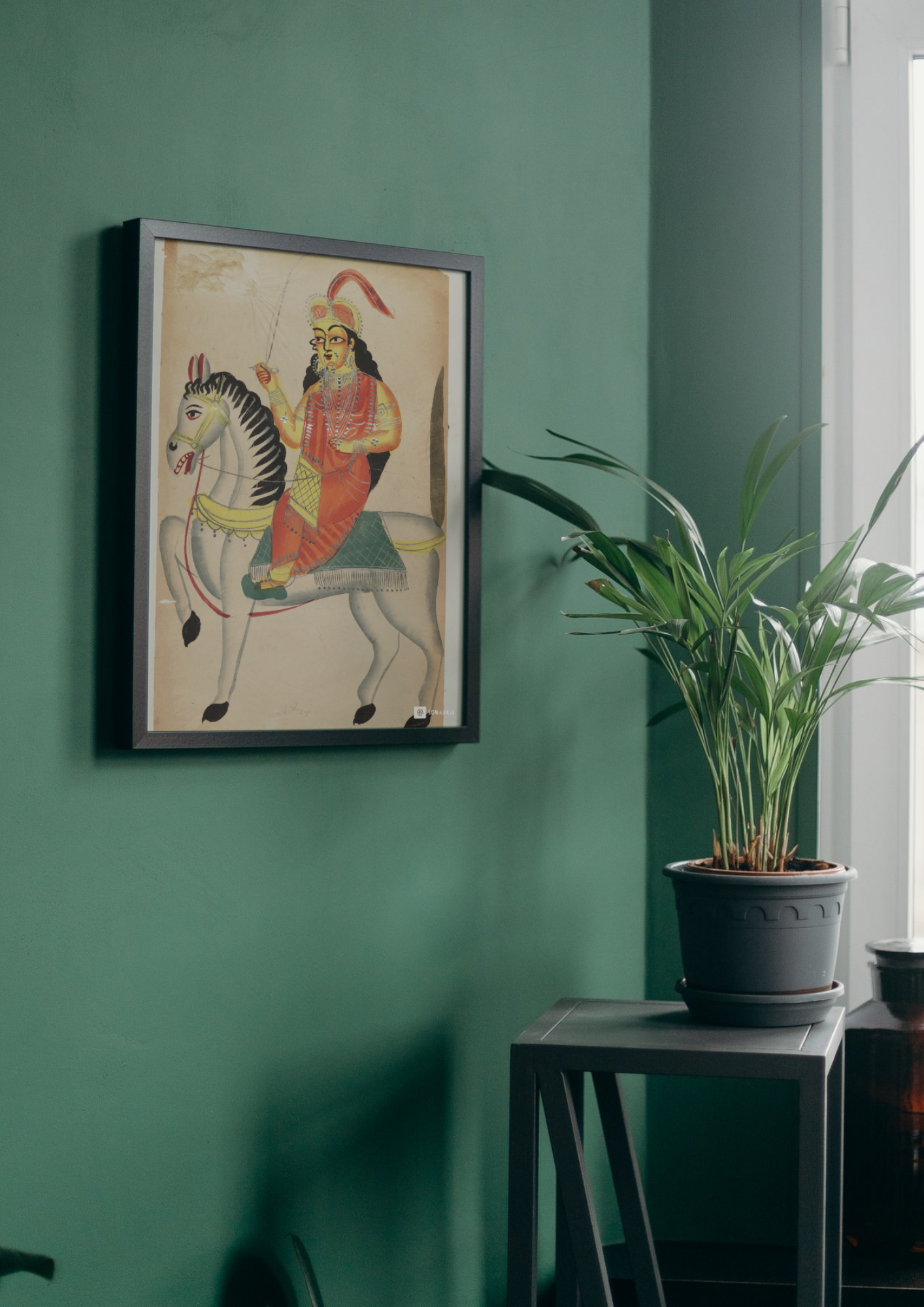 Rani of Jhansi on Horseback – Kalighat Painting Reprint (A3 Poster)
