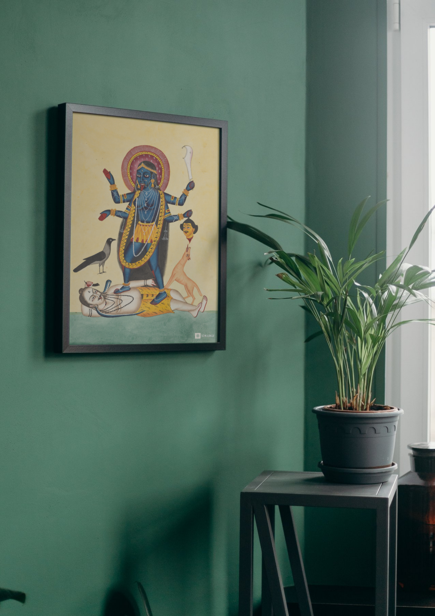 Kali Standing on Shiva – Kalighat Painting Reprint (A3 Poster)