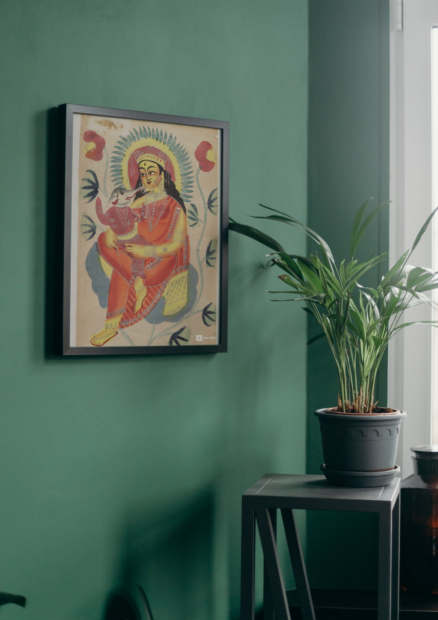 Gauri Nursing Ganesh – Kalighat Painting Reprint (A3 Poster)