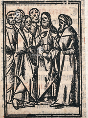 Jesus and the Apostles Encounter a Man - Early Biblical (18 × 24 in Poster)
