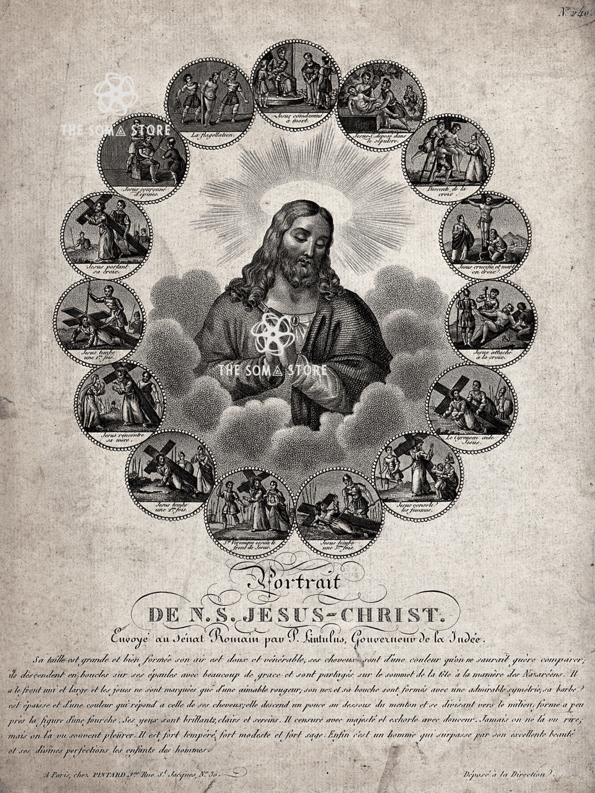 “Portrait of Lord Jesus Christ with the Stations of the Passion” (18 × 24 in Poster)