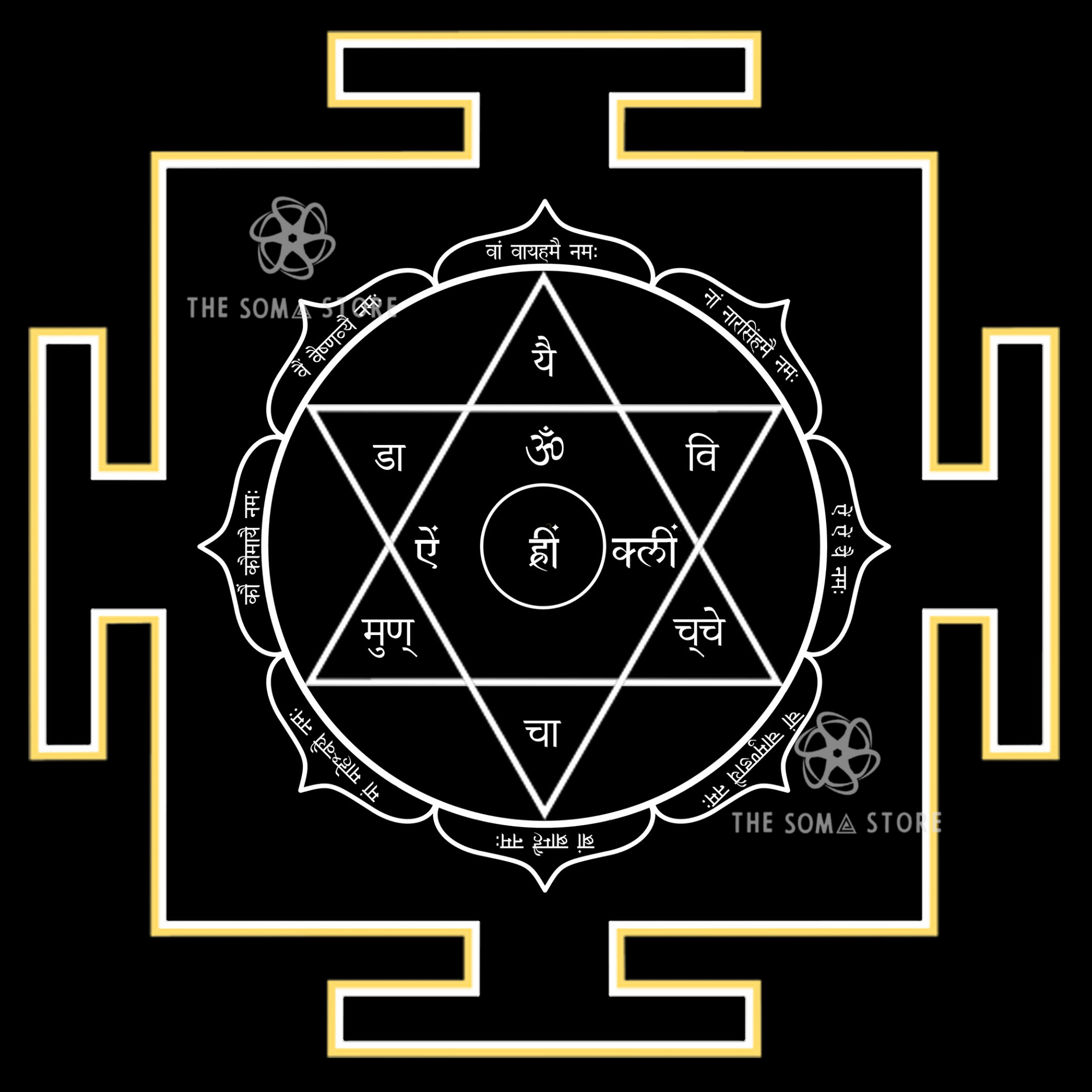 Ambaji Yantra - Sacred Geometry of the Divine Mother Amba, Complete Chamunda Mantra & the Supreme Protective Grace of the Primal Goddess (14 × 14 in Poster)