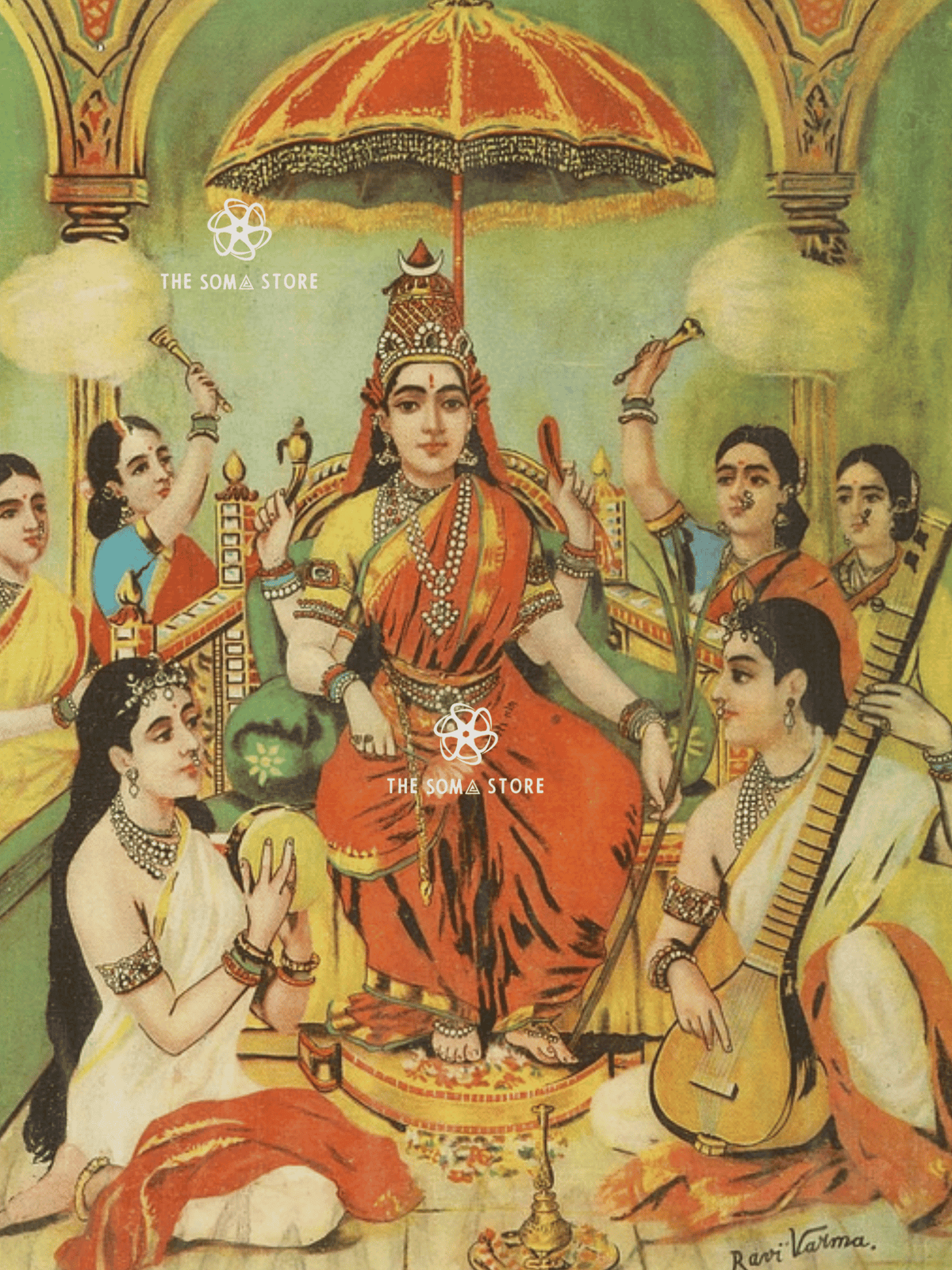 Ambika by Raja Ravi Varma Press - Fine Art Print (18×24)