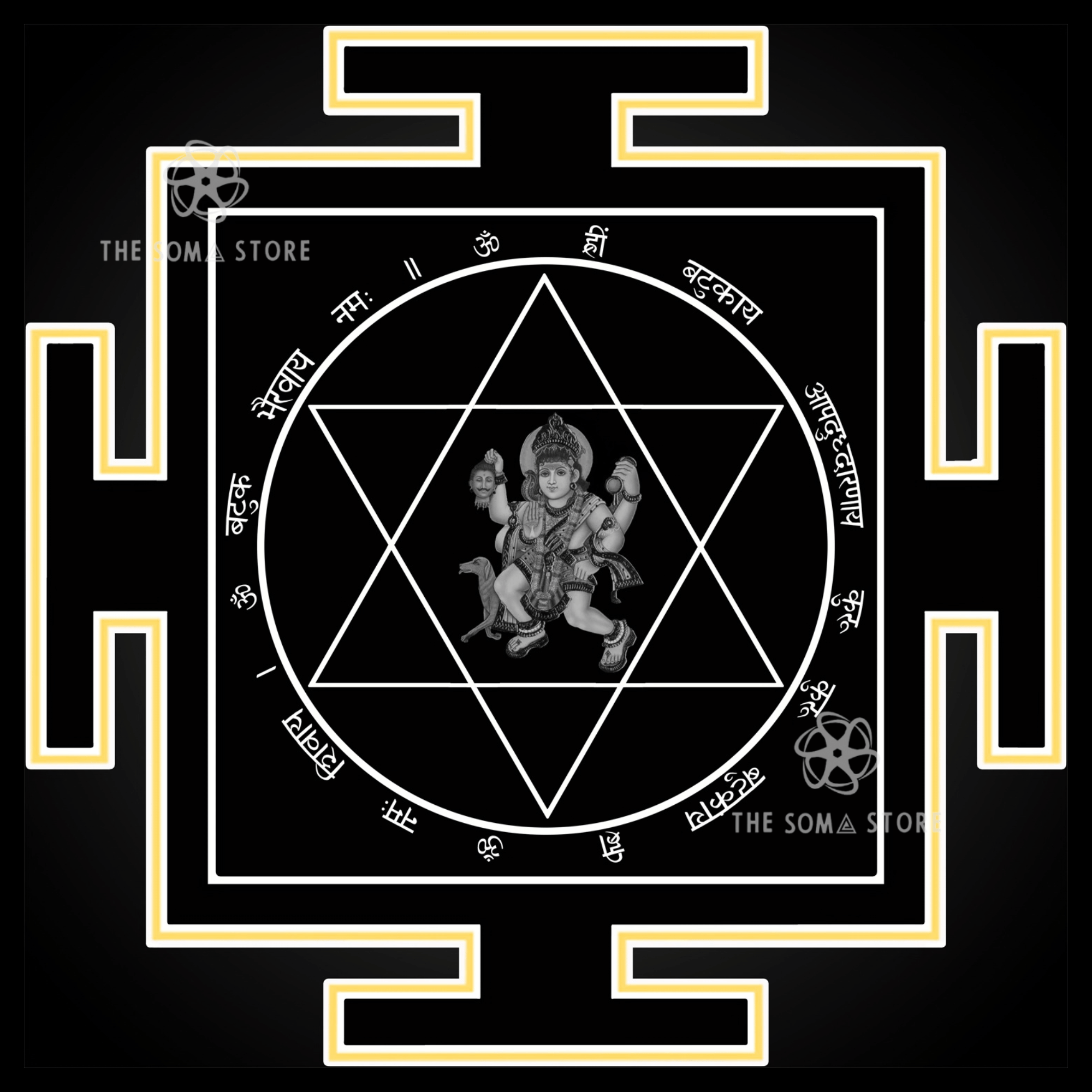 Batuk Bhairava Yantra Poster - Child Form of Shiva Sacred Geometry (14×14)