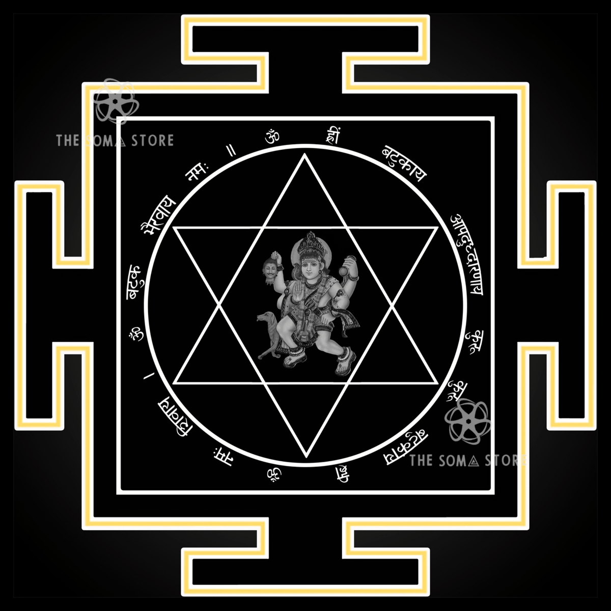 Batuk Bhairava Yantra Poster - Child Form of Shiva Sacred Geometry (14×14)