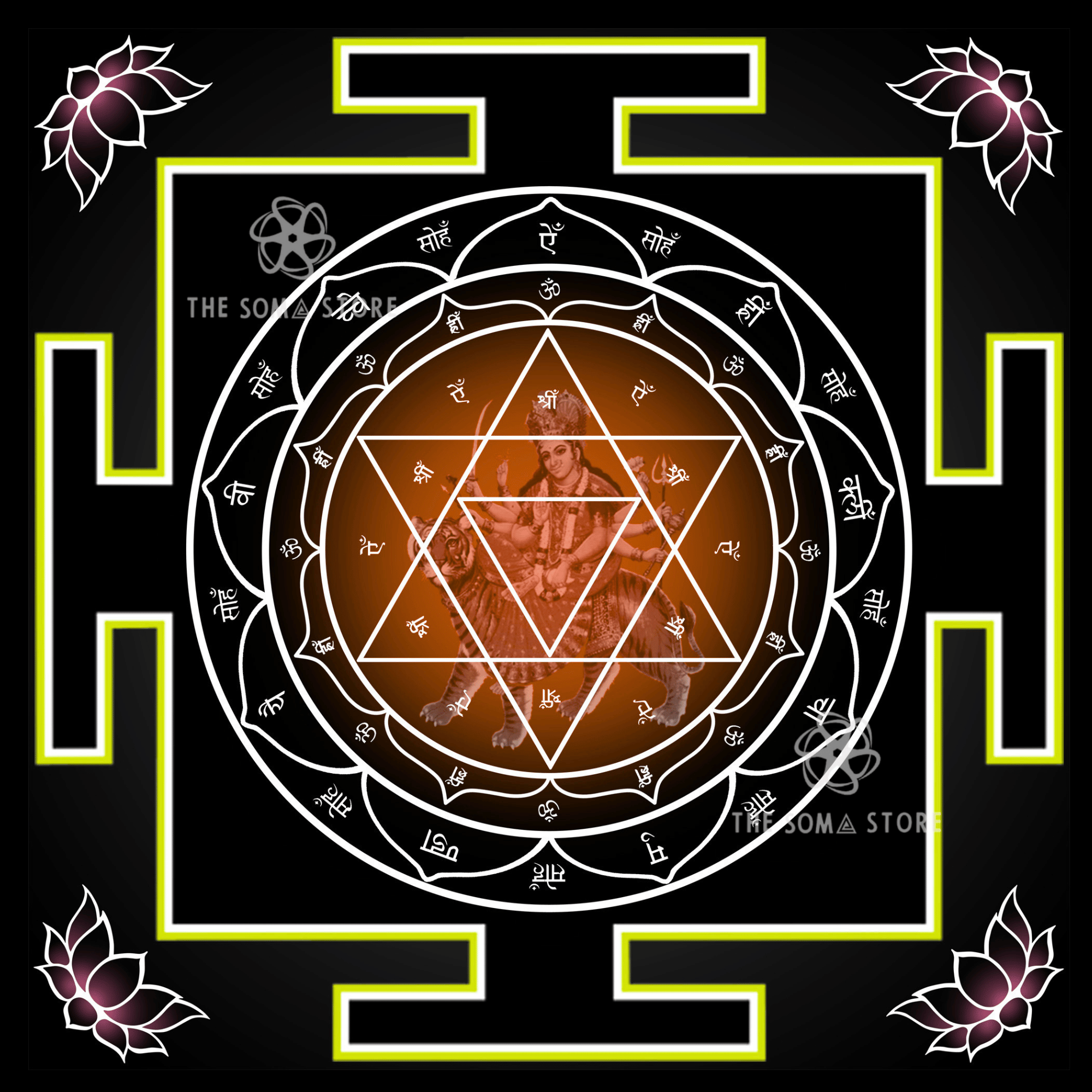 Durga Yantra Collection - Five Sacred Forms of the Invincible Goddess, Complete Mantra Armor & the Divine Feminine Force That Protects All (14 × 14 in Poster)