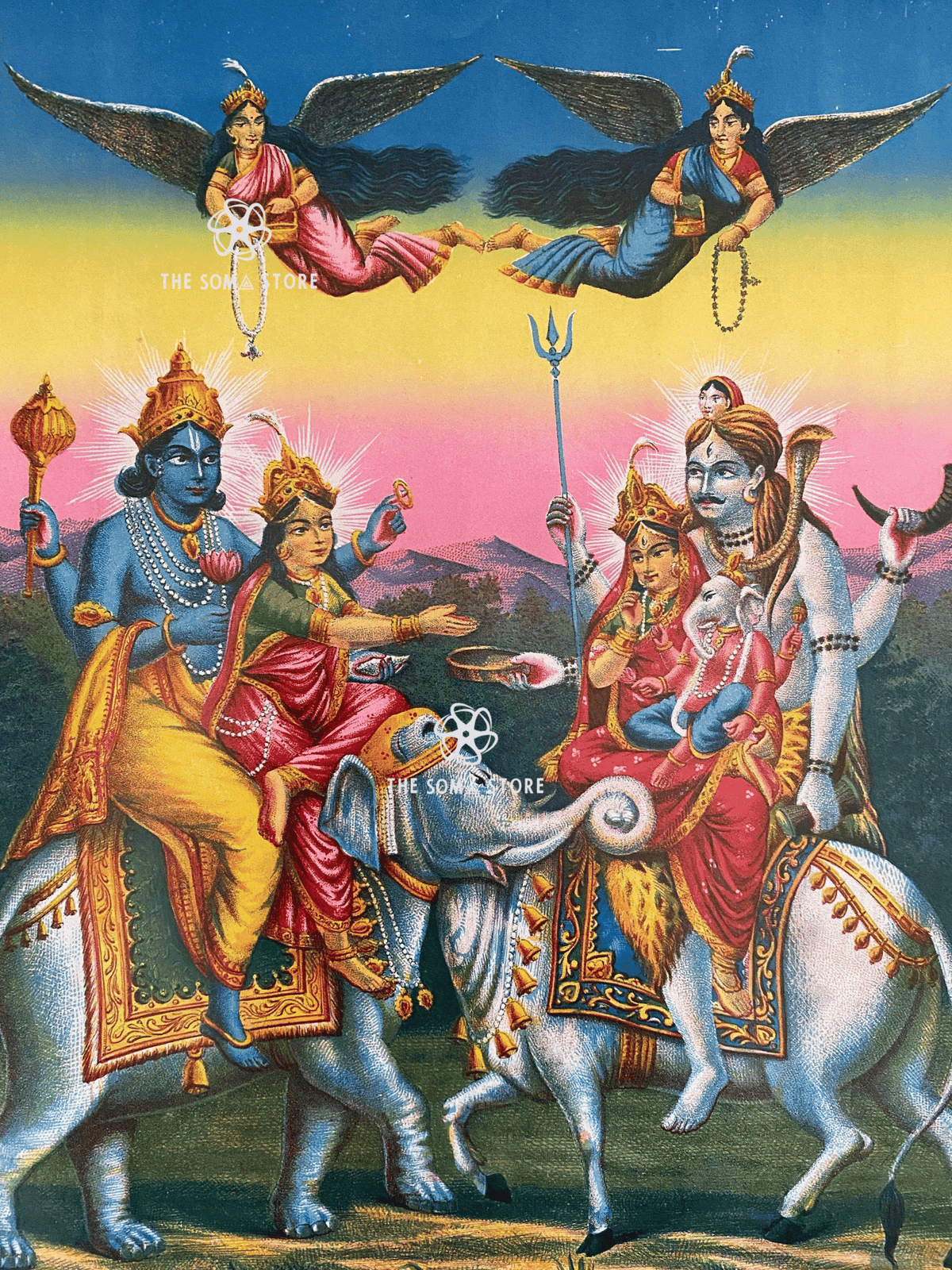 Hari Hara Milan - Chore Bagan Puranic Painting (18 × 24 in Poster)