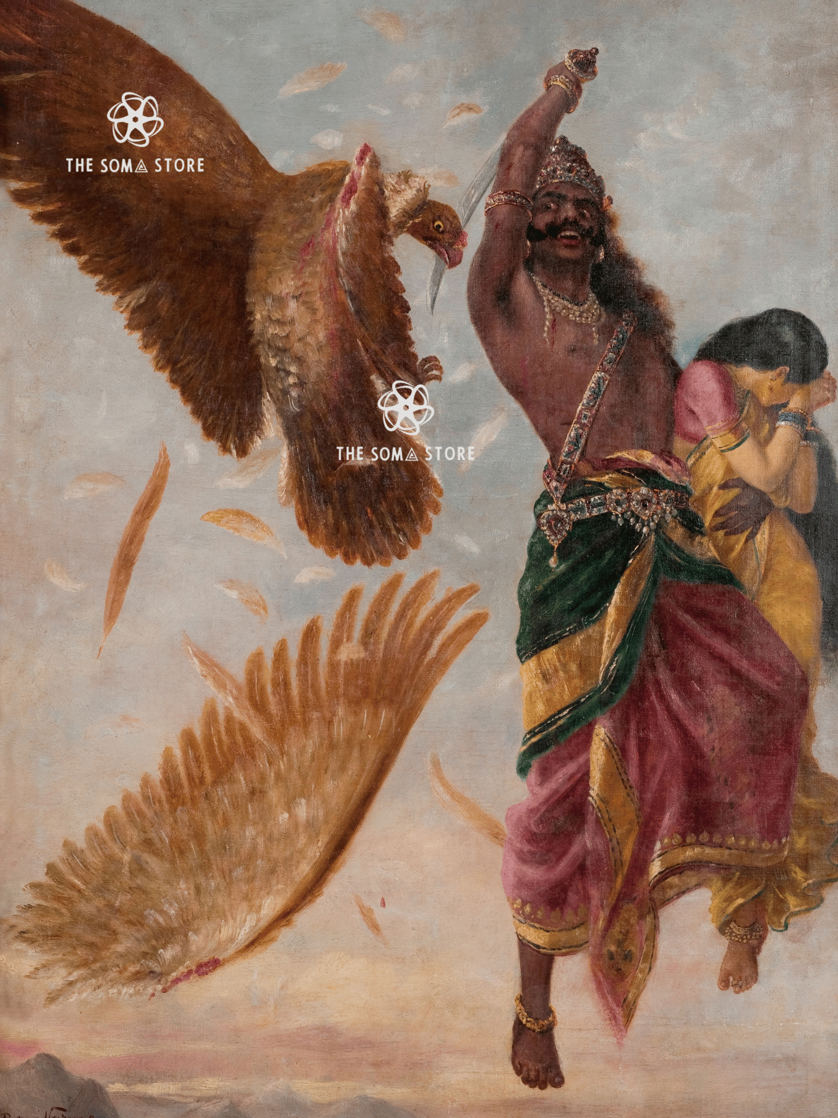 Jatāyu’s Sacrifice - Rāvaṇa Slays the Noble Vulture (18 × 24 in Poster)