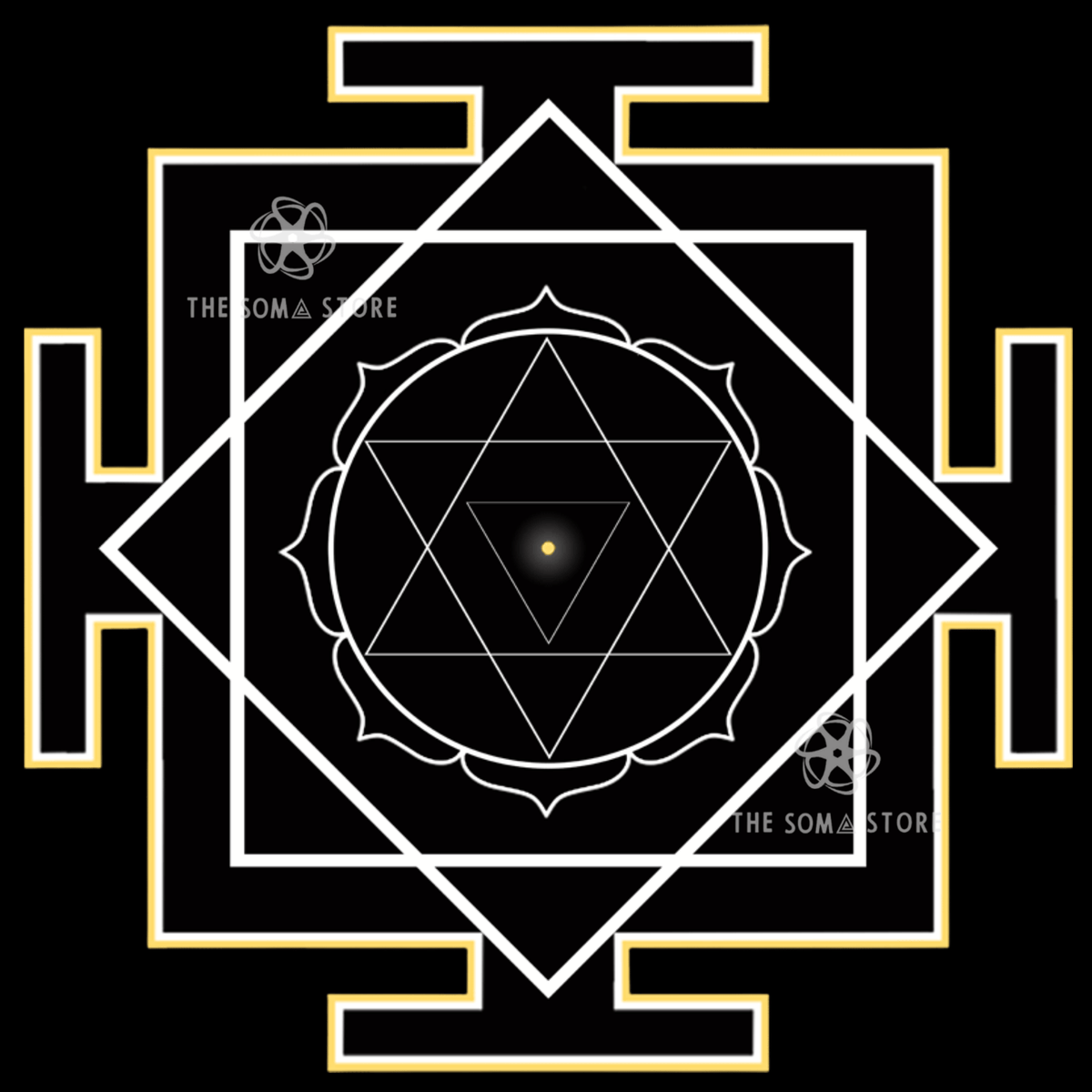 Jvalamalini Yantra - The Fourteenth Nitya, Goddess of the Garland of Flames & the All-Consuming Fire of Final Liberation (14 × 14 in Poster)