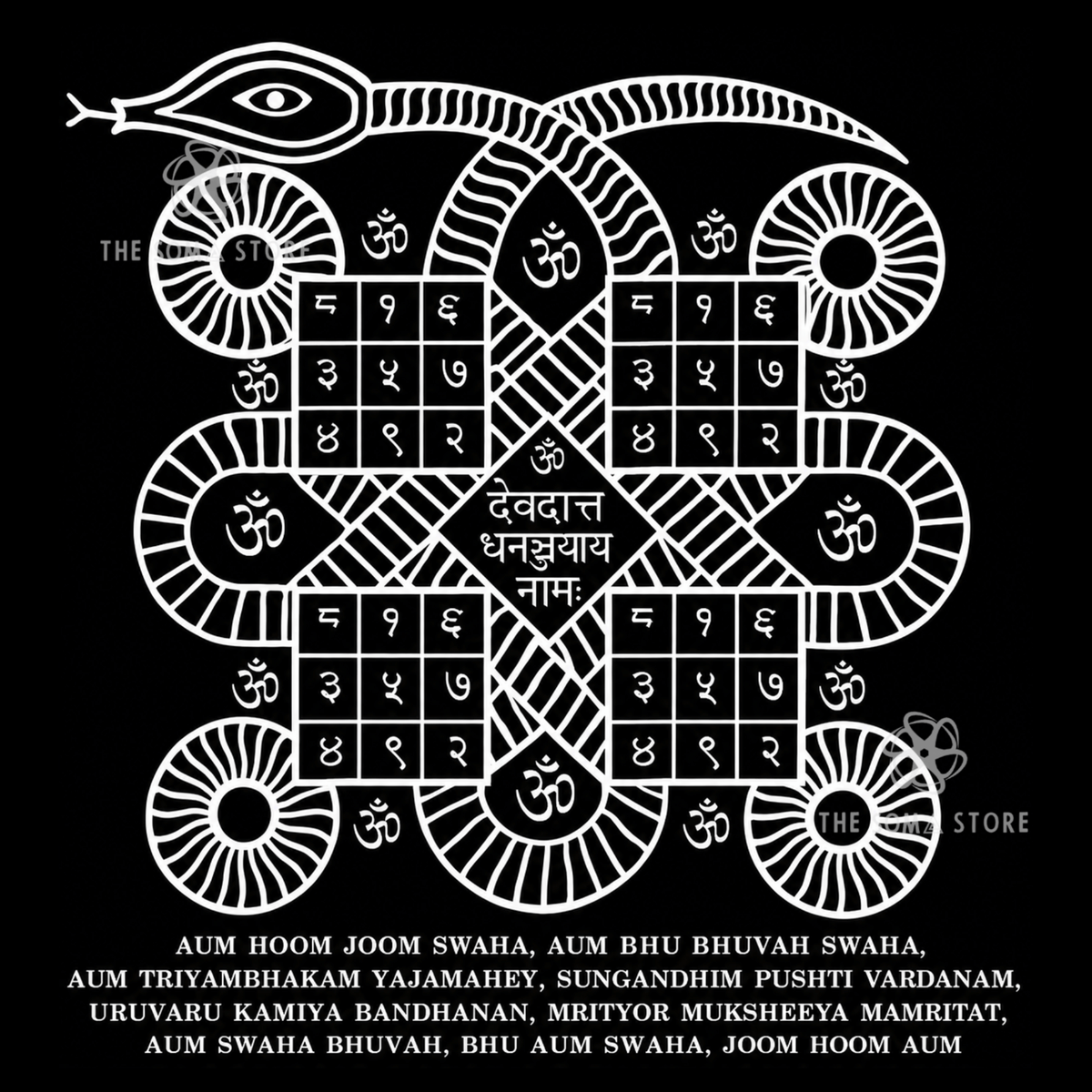 Kaal Sarp Yog Yantra - Sacred Geometry for Rahu-Ketu Balance, Serpent Energy Harmonization & Protection from Kaal Sarp Dosha (14 × 14 in Poster)