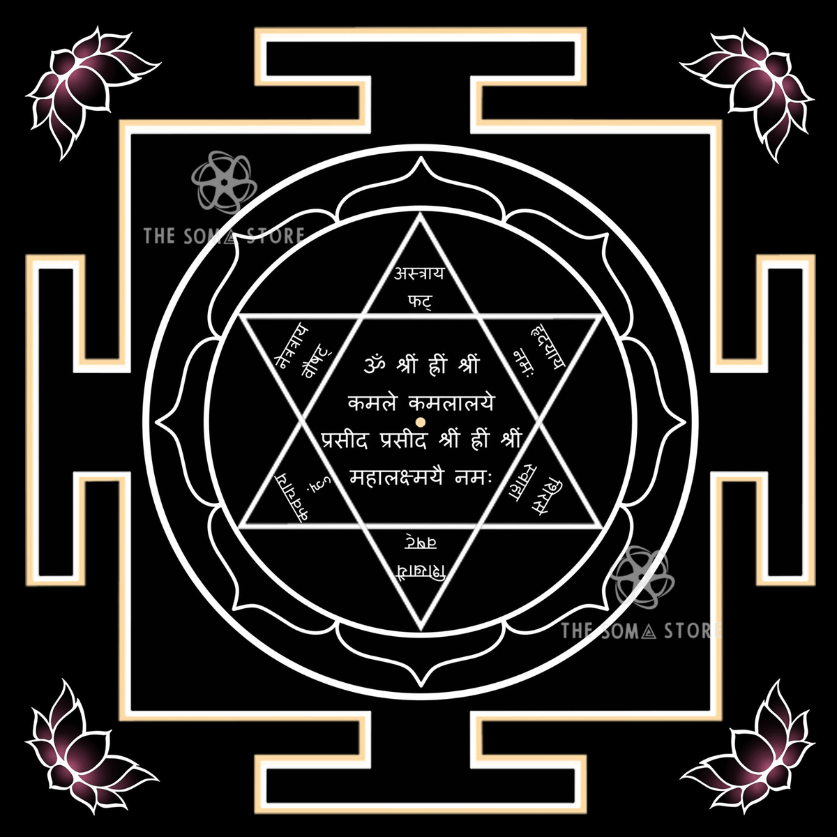 Mahalakshmi Yantra - The Supreme Lotus Goddess, Complete Mantra of Shri & the Infinite Grace of Divine Abundance (14 × 14 in Poster)