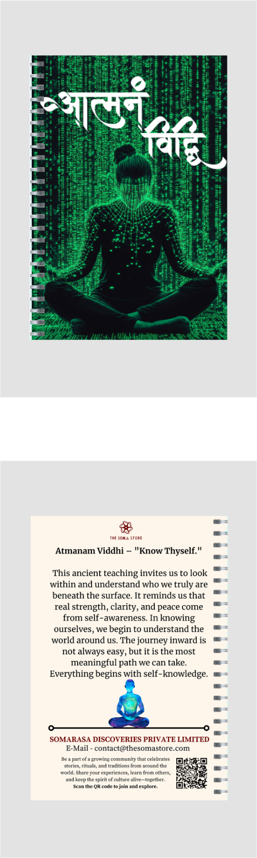 Aatmanam Viddhi Spiral Notepad (A5 Size) – "Know Thyself" Journal for Inner Exploration